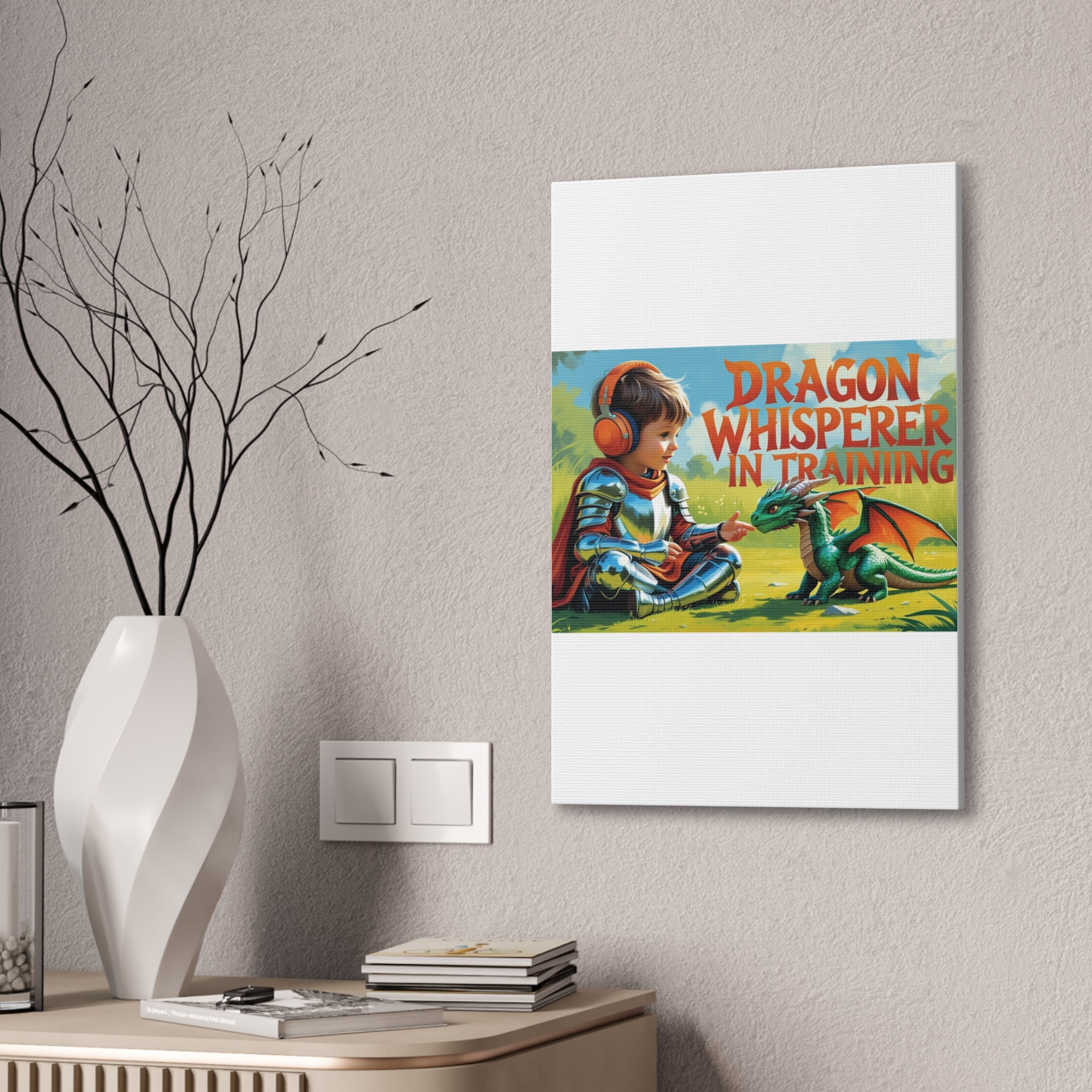 Dragon Whisperer Canvas Print, Playroom Decor, Childrens Wall Art, Fantasy Kids Room, Dragon Lover Gift, Adventure Art, Kid's Room Decor