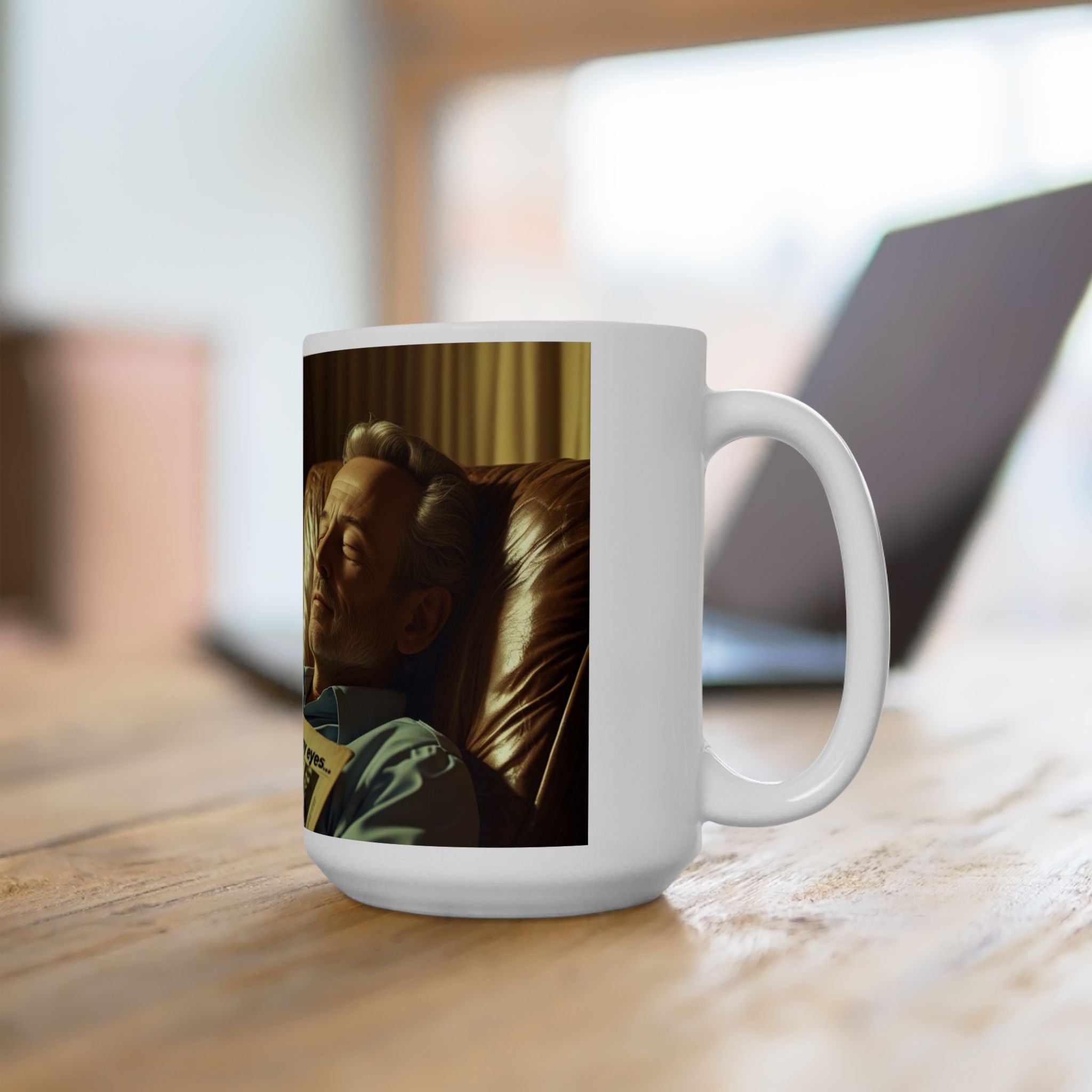 Funny Dad Resting Eyes Cozy Illustrated Mug for Relaxation, Funny Coffee Cup, Gift for Dad, Home Decor, Sleepy Vibes