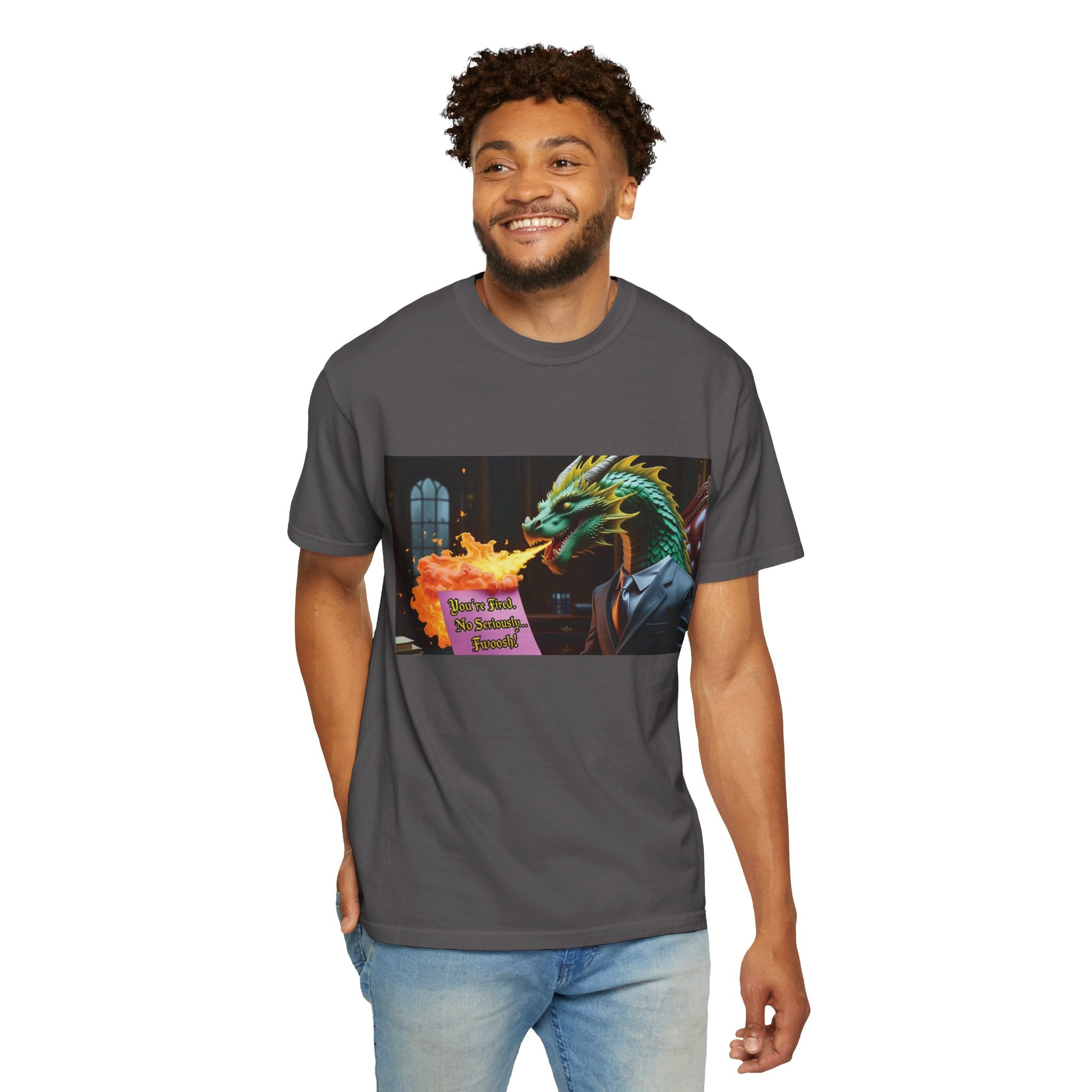 Dragon Fire  Unisex Garment-Dyed T-Shirt, Fun Graphic Tee, Unique Gift, Casual Wear, Fantasy Lover Apparel, Statement Shirt