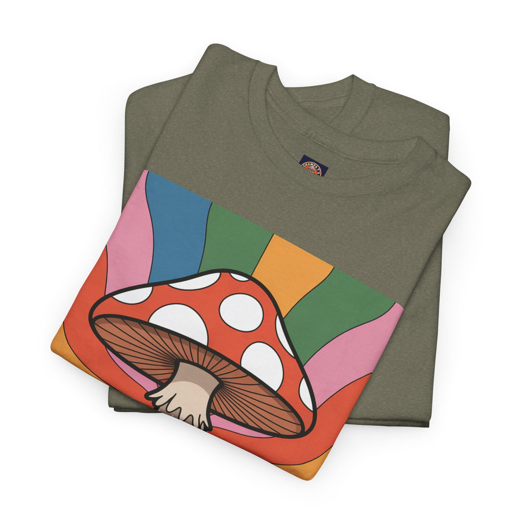 Fun Hippy Mushroom Cheerful Graphic Tee, Positive Vibes T-Shirt for Everyday Wear, Gift for Nature Lovers, Trendy Casual Wear, Eco-Friendly Fashion