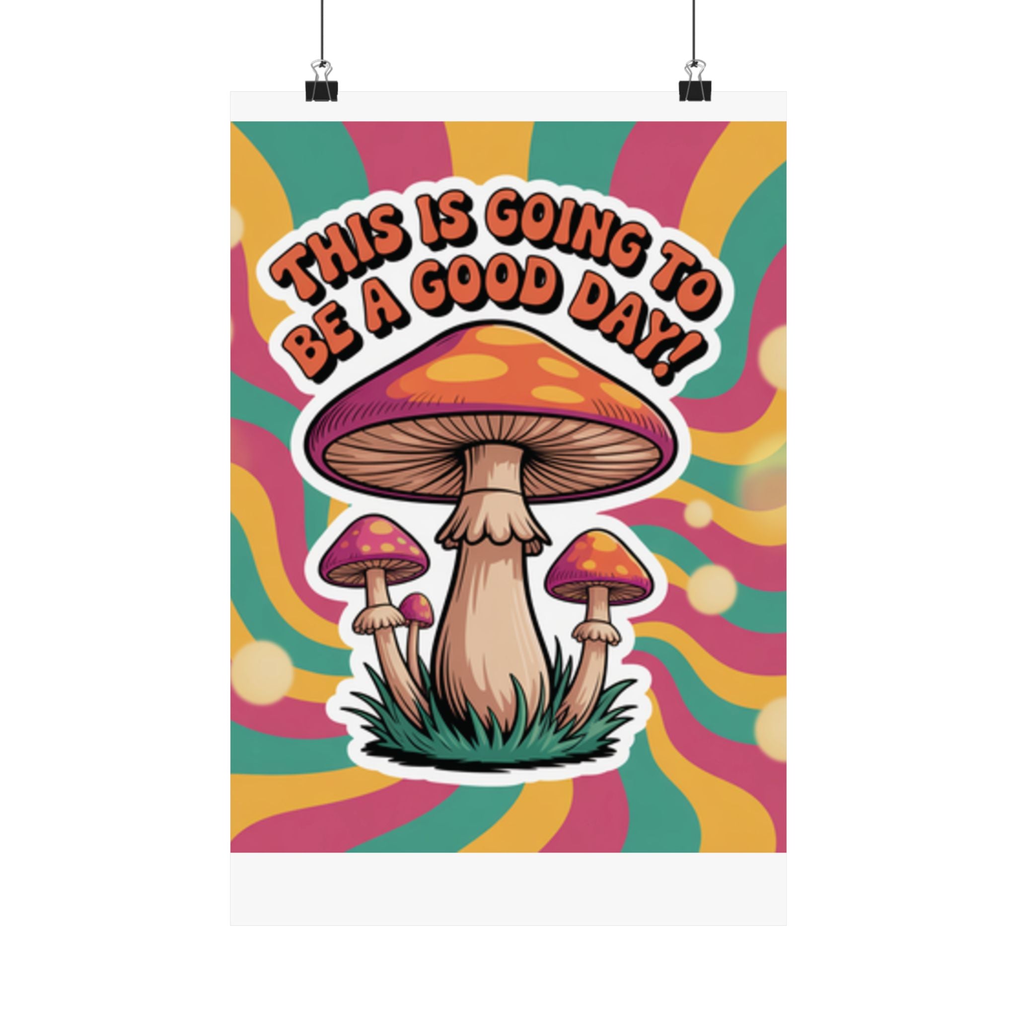 Colorful 70s Retro Mushroom Art Posters - Positive Wall Decor, Psychedelic Prints, Boho Home Decor, Gift for Friends, Inspirational Wall Art
