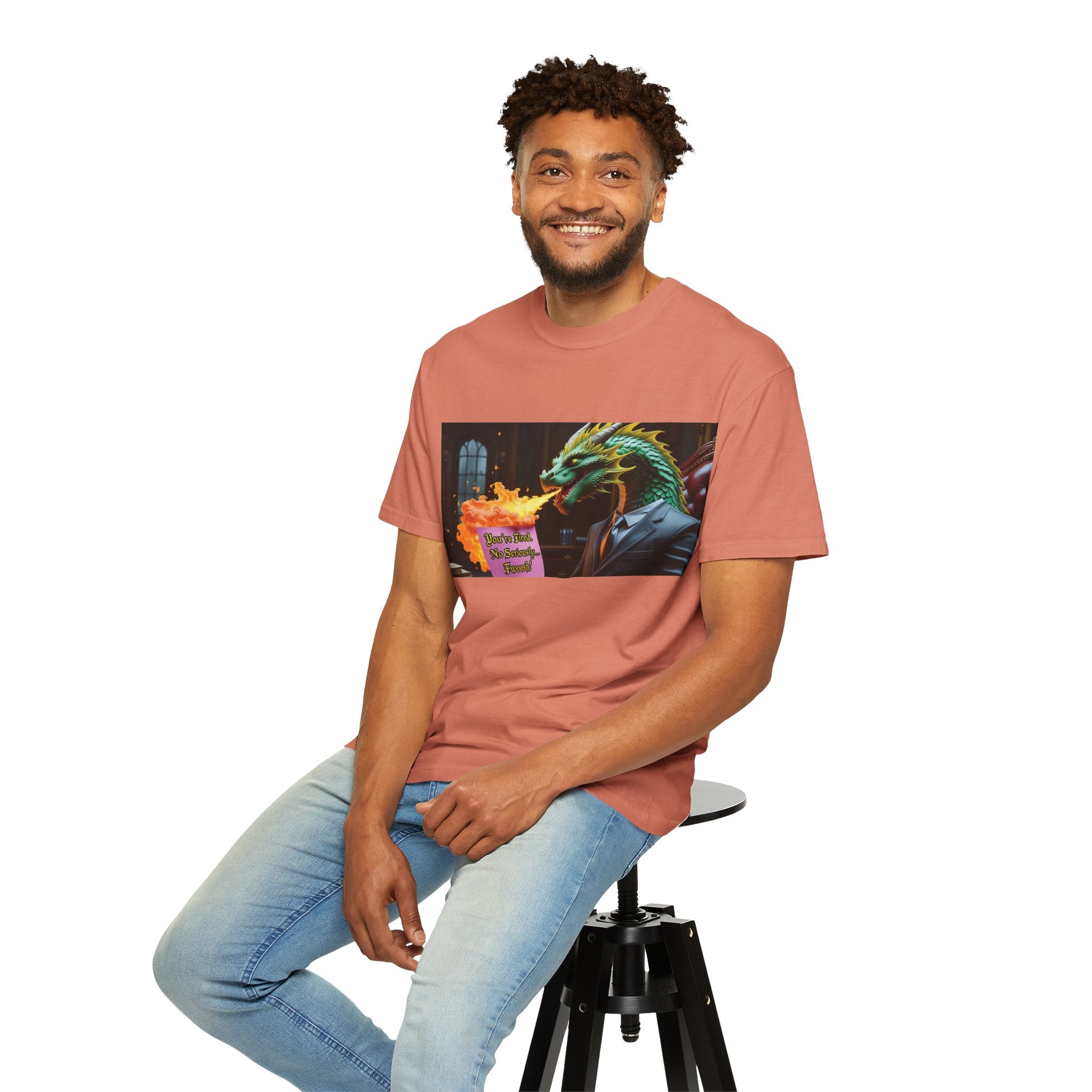Dragon Fire  Unisex Garment-Dyed T-Shirt, Fun Graphic Tee, Unique Gift, Casual Wear, Fantasy Lover Apparel, Statement Shirt