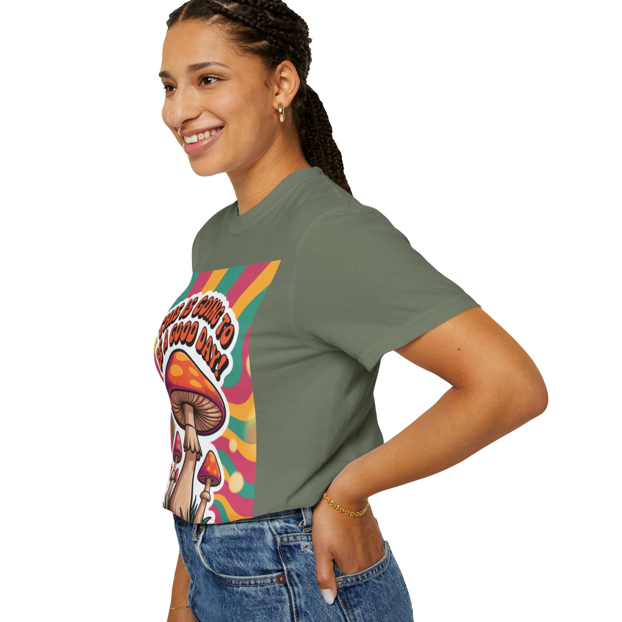 Positive Vibes T-shirt, Retro Mushroom Tee, Unisex Psychedelic Shirt, Gift for Friends, Casual Wear, Summer Essentials
