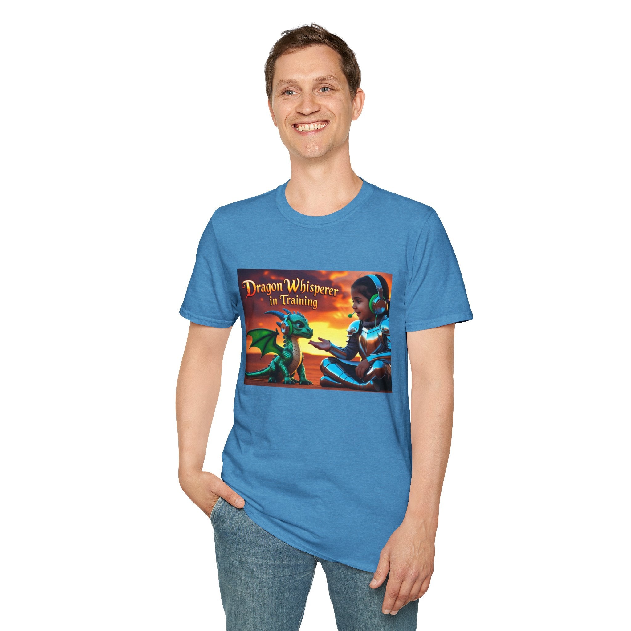 Funny Dragon Whisperer Unisex Softstyle T-Shirt | Fantasy Apparel, Gift for Dragon Lovers, Kids & Adults, Birthday Present, Magical Vibe