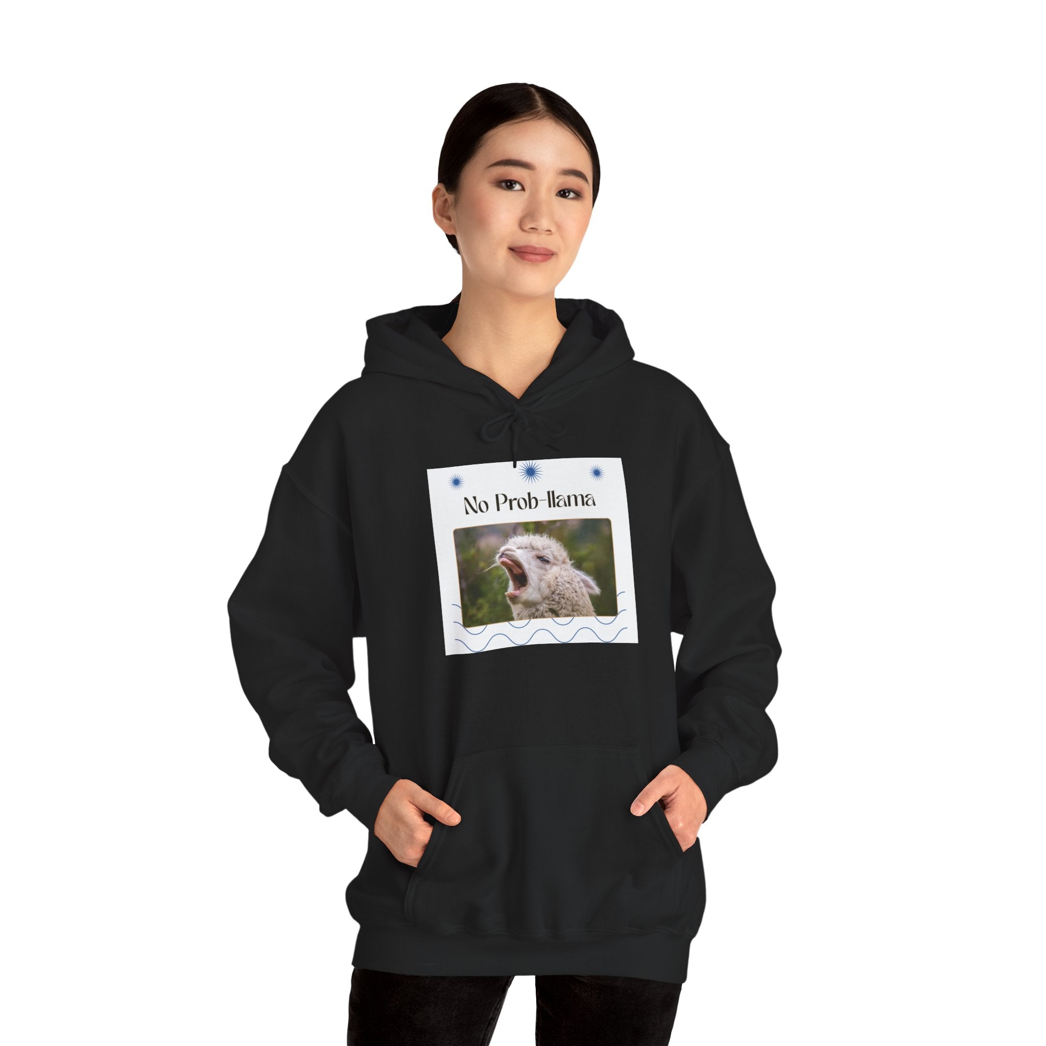 "No Prob-Llama" Unisex Hooded Sweatshirt with Fun Design, Cozy Apparel for Relaxed Days, Gifts for Friends, Casual Wear, Unique Gift Idea, Birthday Present