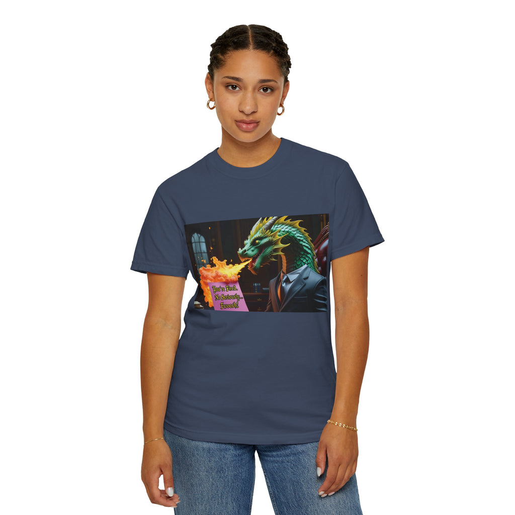 Dragon Fire  Unisex Garment-Dyed T-Shirt, Fun Graphic Tee, Unique Gift, Casual Wear, Fantasy Lover Apparel, Statement Shirt
