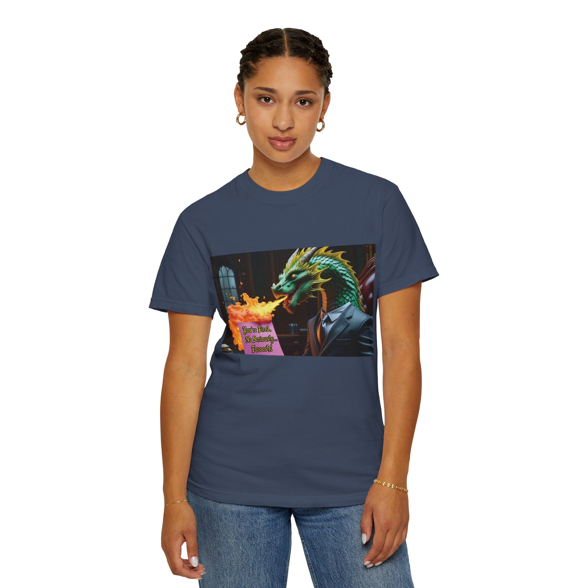 Dragon Fire  Unisex Garment-Dyed T-Shirt, Fun Graphic Tee, Unique Gift, Casual Wear, Fantasy Lover Apparel, Statement Shirt