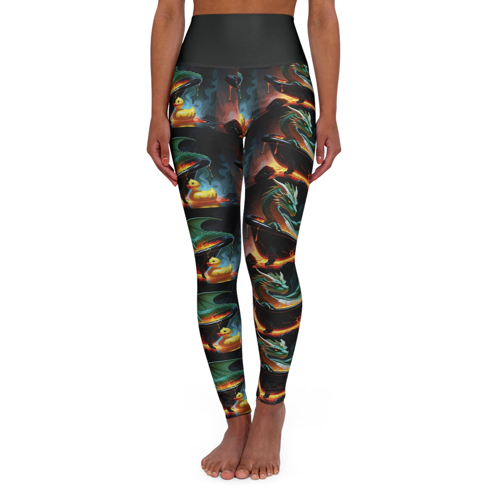 Fun Serene High Waisted Yoga Leggings | Dragon  Design | Ideal for Yoga, Fitness, Meditation, Gifts, All Occasions