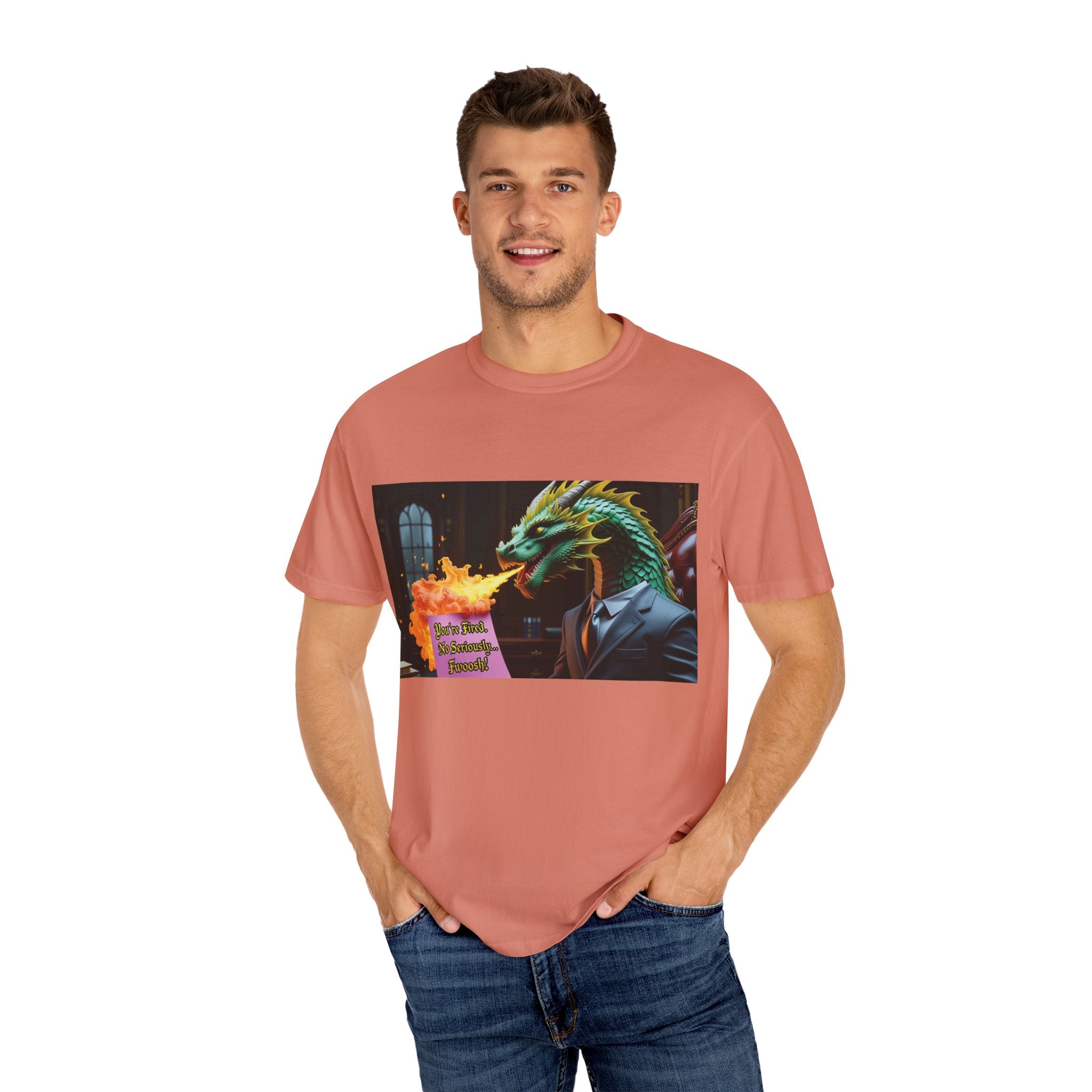 Dragon Fire  Unisex Garment-Dyed T-Shirt, Fun Graphic Tee, Unique Gift, Casual Wear, Fantasy Lover Apparel, Statement Shirt