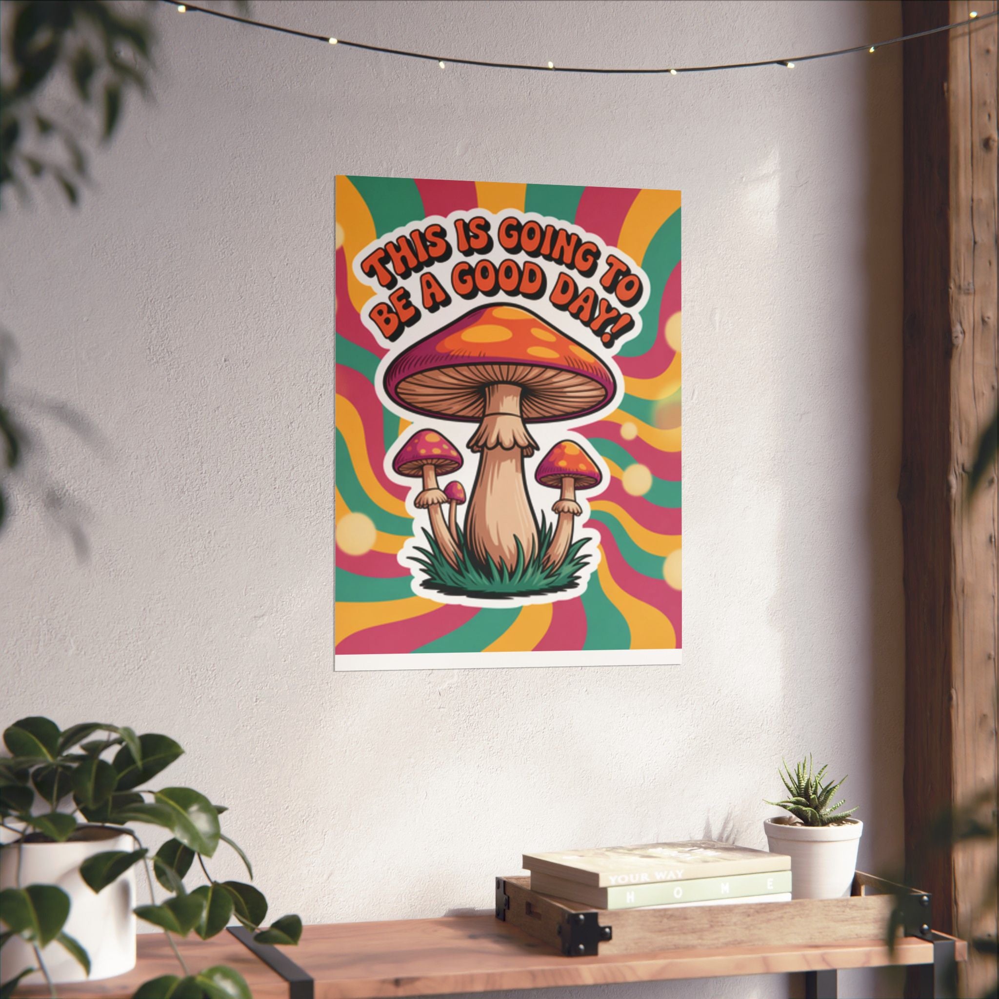 Colorful 70s Retro Mushroom Art Posters - Positive Wall Decor, Psychedelic Prints, Boho Home Decor, Gift for Friends, Inspirational Wall Art