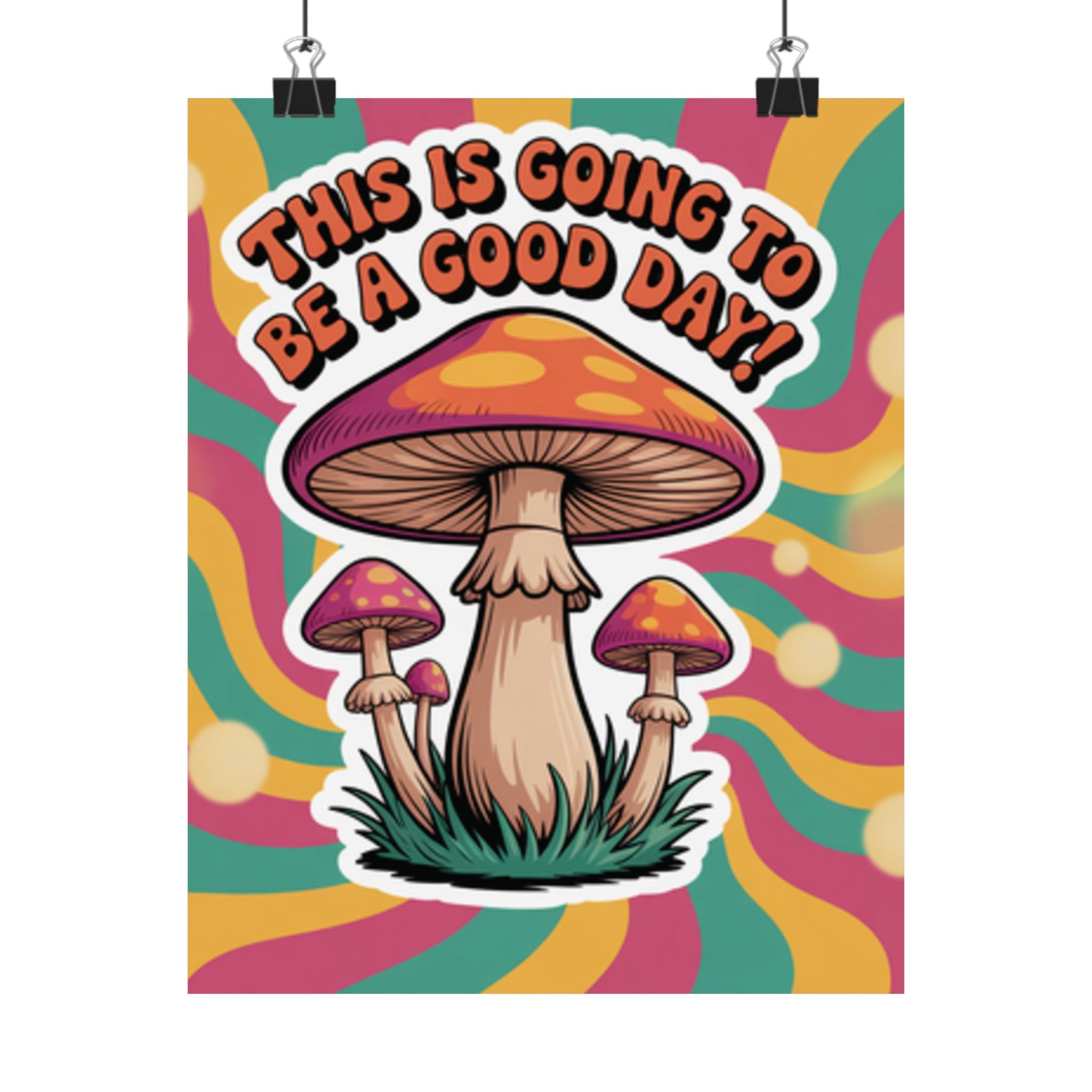 Colorful 70s Retro Mushroom Art Posters - Positive Wall Decor, Psychedelic Prints, Boho Home Decor, Gift for Friends, Inspirational Wall Art