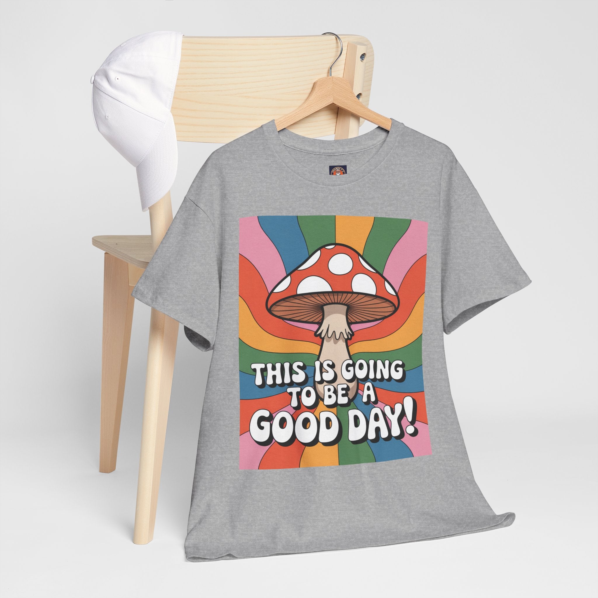 Fun Hippy Mushroom Cheerful Graphic Tee, Positive Vibes T-Shirt for Everyday Wear, Gift for Nature Lovers, Trendy Casual Wear, Eco-Friendly Fashion
