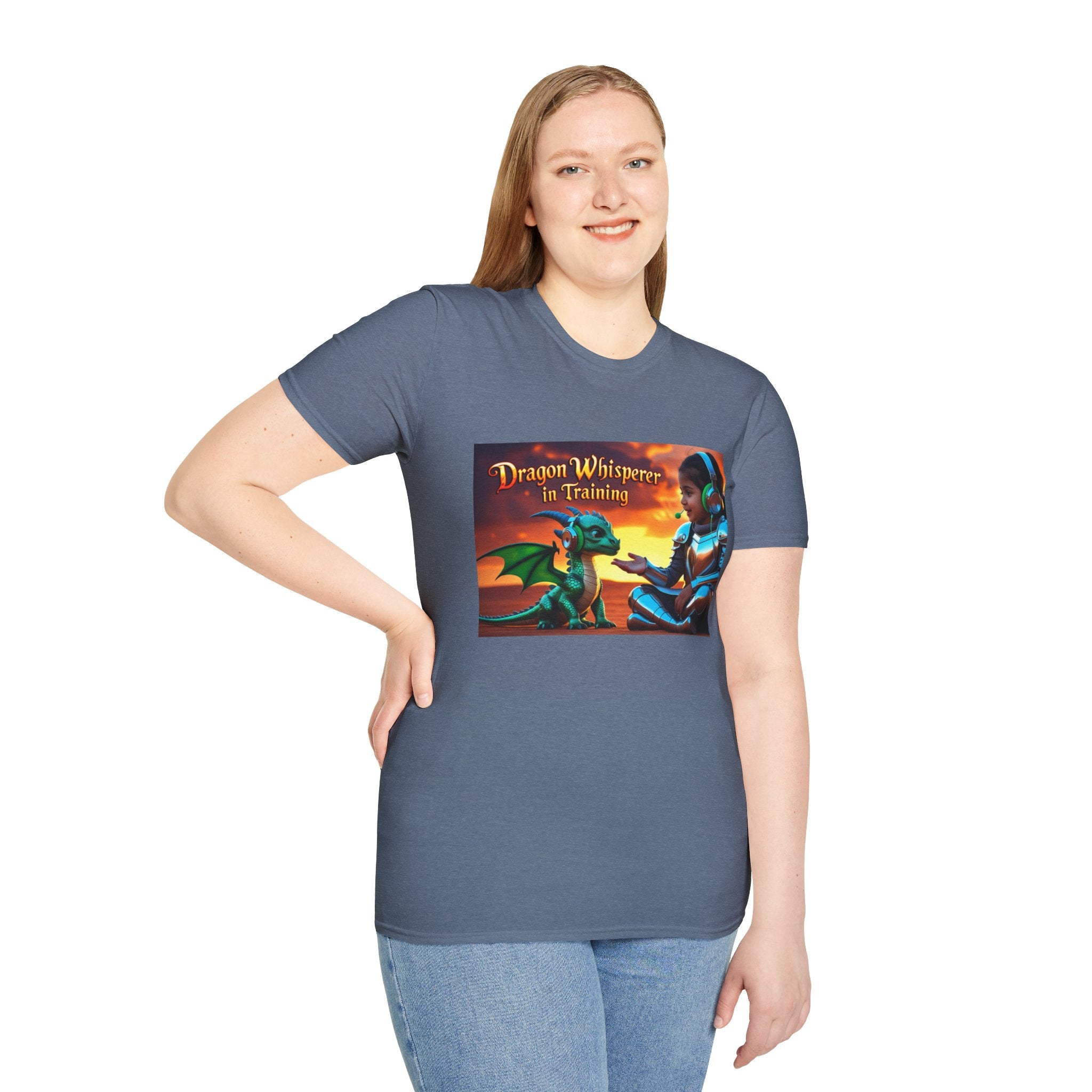Funny Dragon Whisperer Unisex Softstyle T-Shirt | Fantasy Apparel, Gift for Dragon Lovers, Kids & Adults, Birthday Present, Magical Vibe