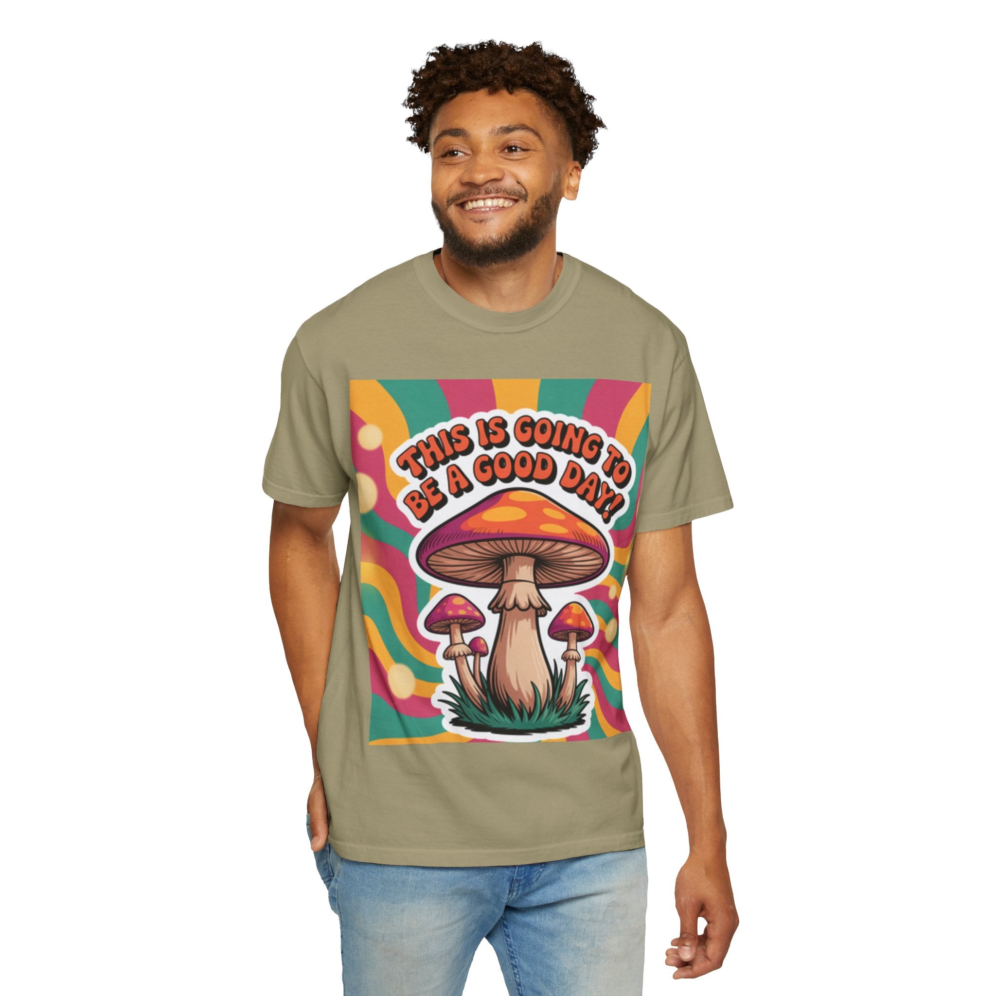 Positive Vibes T-shirt, Retro Mushroom Tee, Unisex Psychedelic Shirt, Gift for Friends, Casual Wear, Summer Essentials