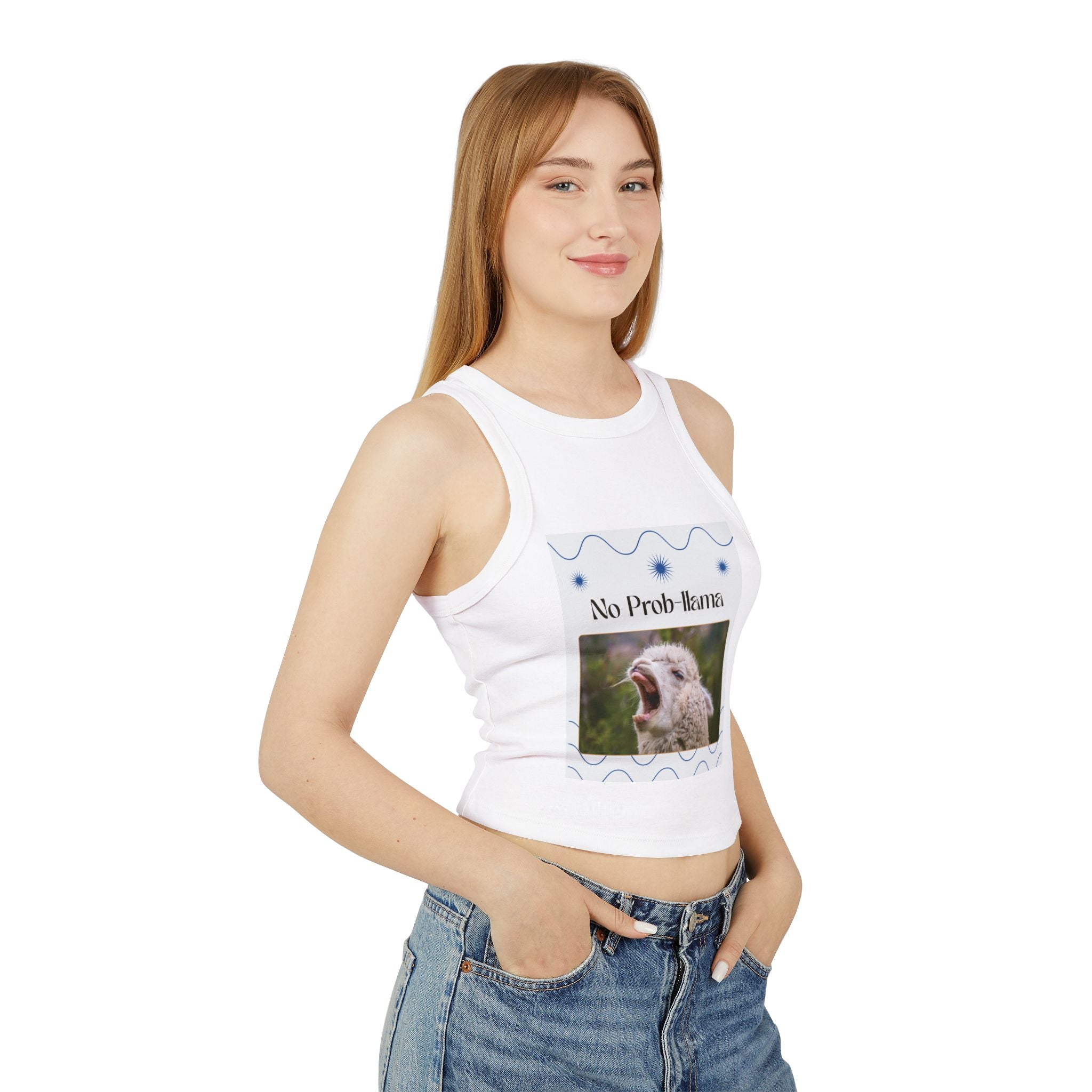 Crop Tank Top - 'No Prob Llama' Design - Fun Summer Apparel for Animal Lovers
