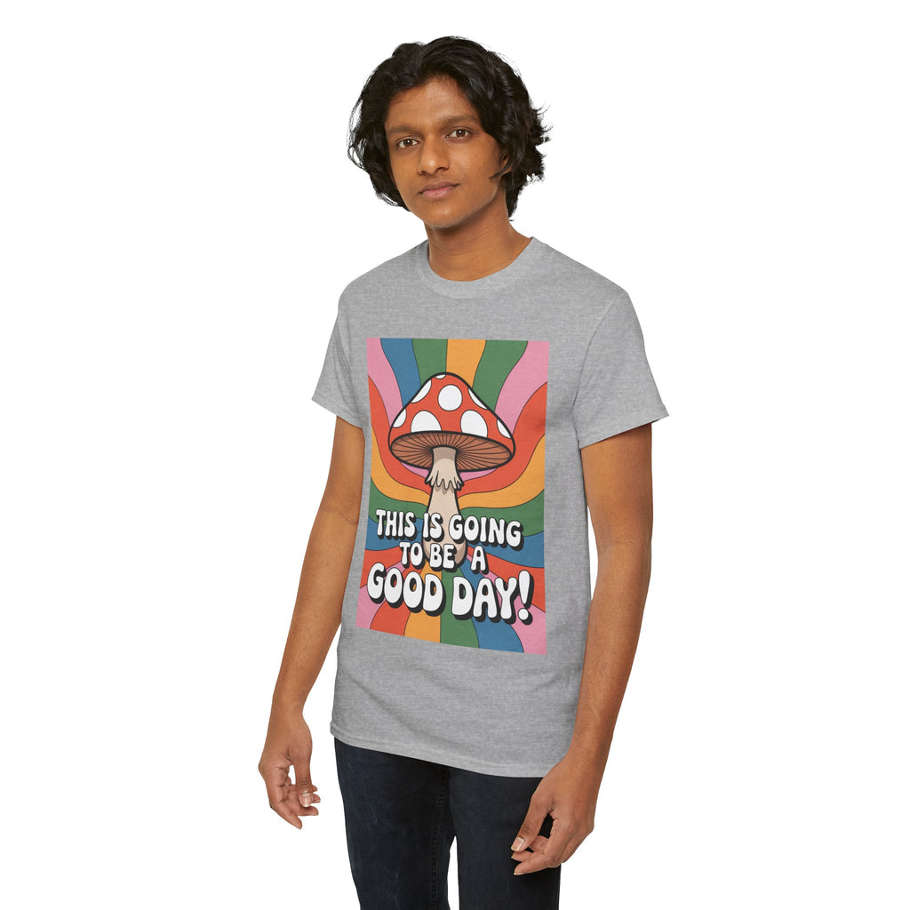 Fun Hippy Mushroom Cheerful Graphic Tee, Positive Vibes T-Shirt for Everyday Wear, Gift for Nature Lovers, Trendy Casual Wear, Eco-Friendly Fashion