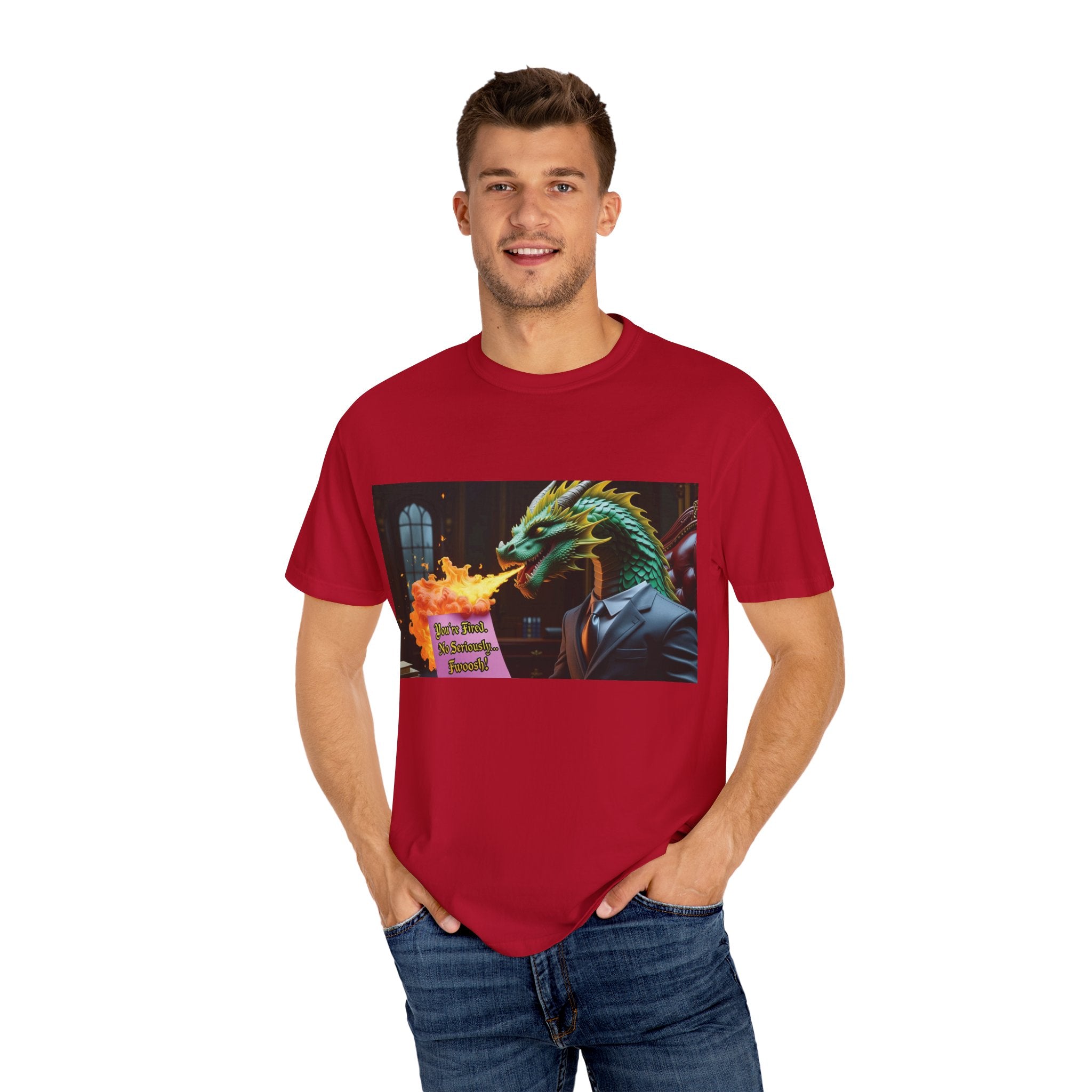 Dragon Fire  Unisex Garment-Dyed T-Shirt, Fun Graphic Tee, Unique Gift, Casual Wear, Fantasy Lover Apparel, Statement Shirt