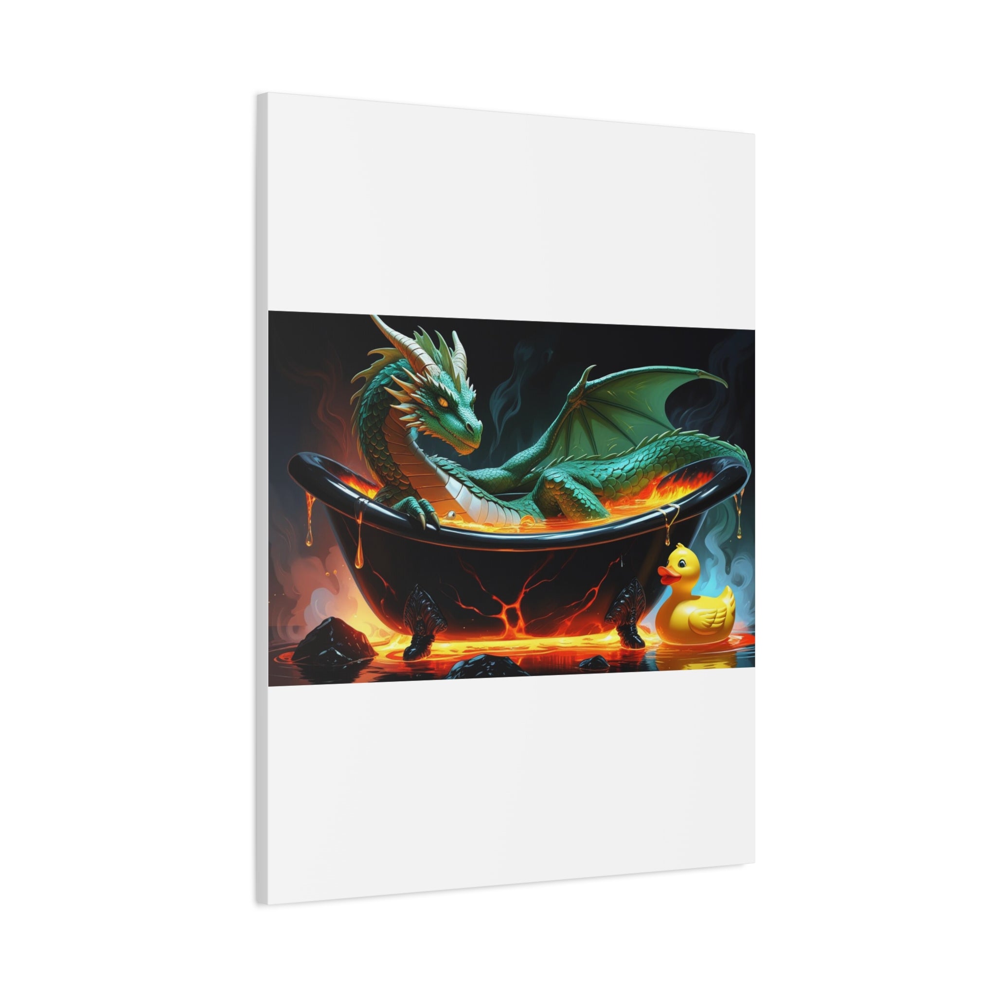 Whimsical Dragon In A Tub  Canvas Wall Art, Fantasy Decor, Kids Room Decor, Unique Gifts for Dragon Lovers, Cute Bathroom Art, Magical Home Decor