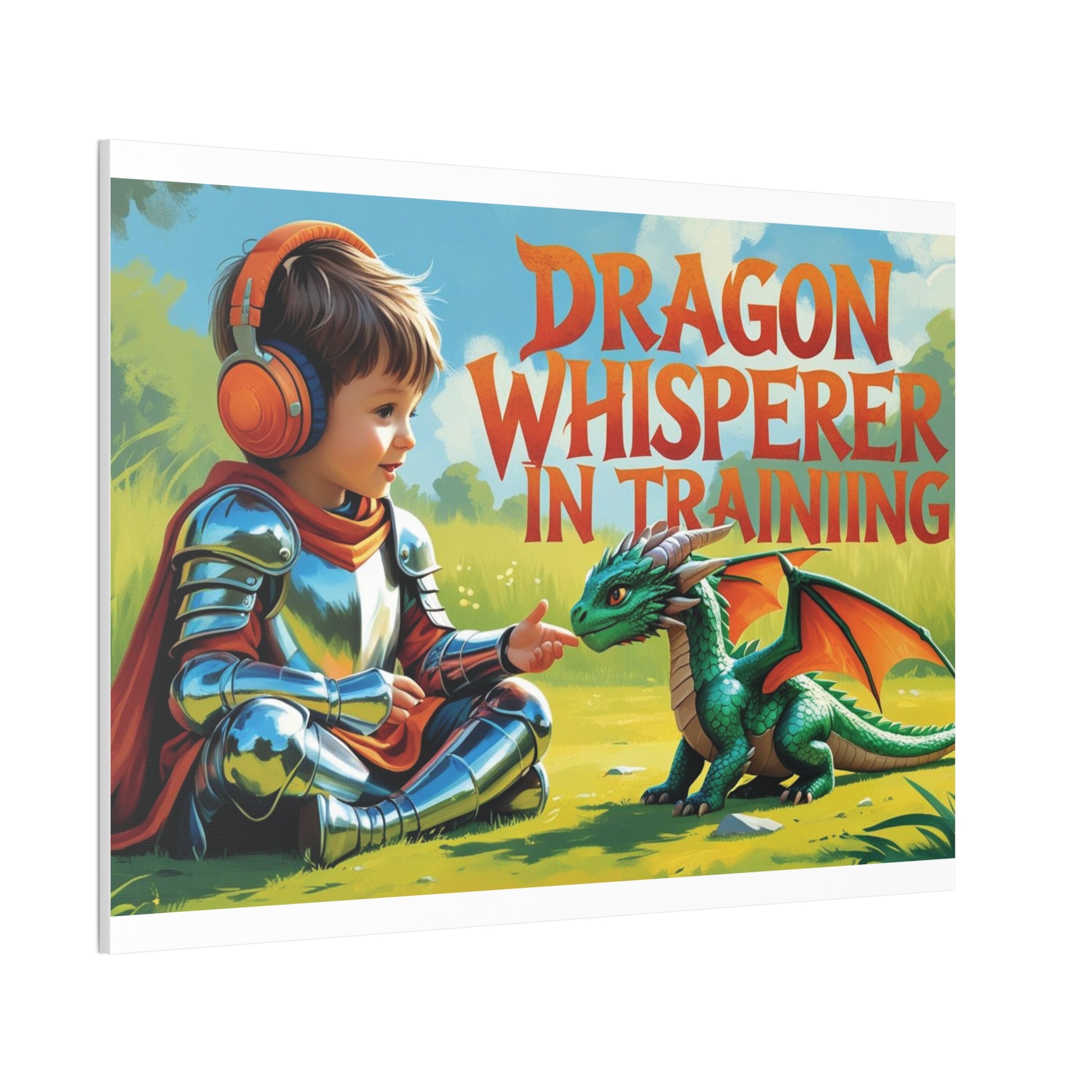 Dragon Whisperer Canvas Print, Playroom Decor, Childrens Wall Art, Fantasy Kids Room, Dragon Lover Gift, Adventure Art, Kid's Room Decor