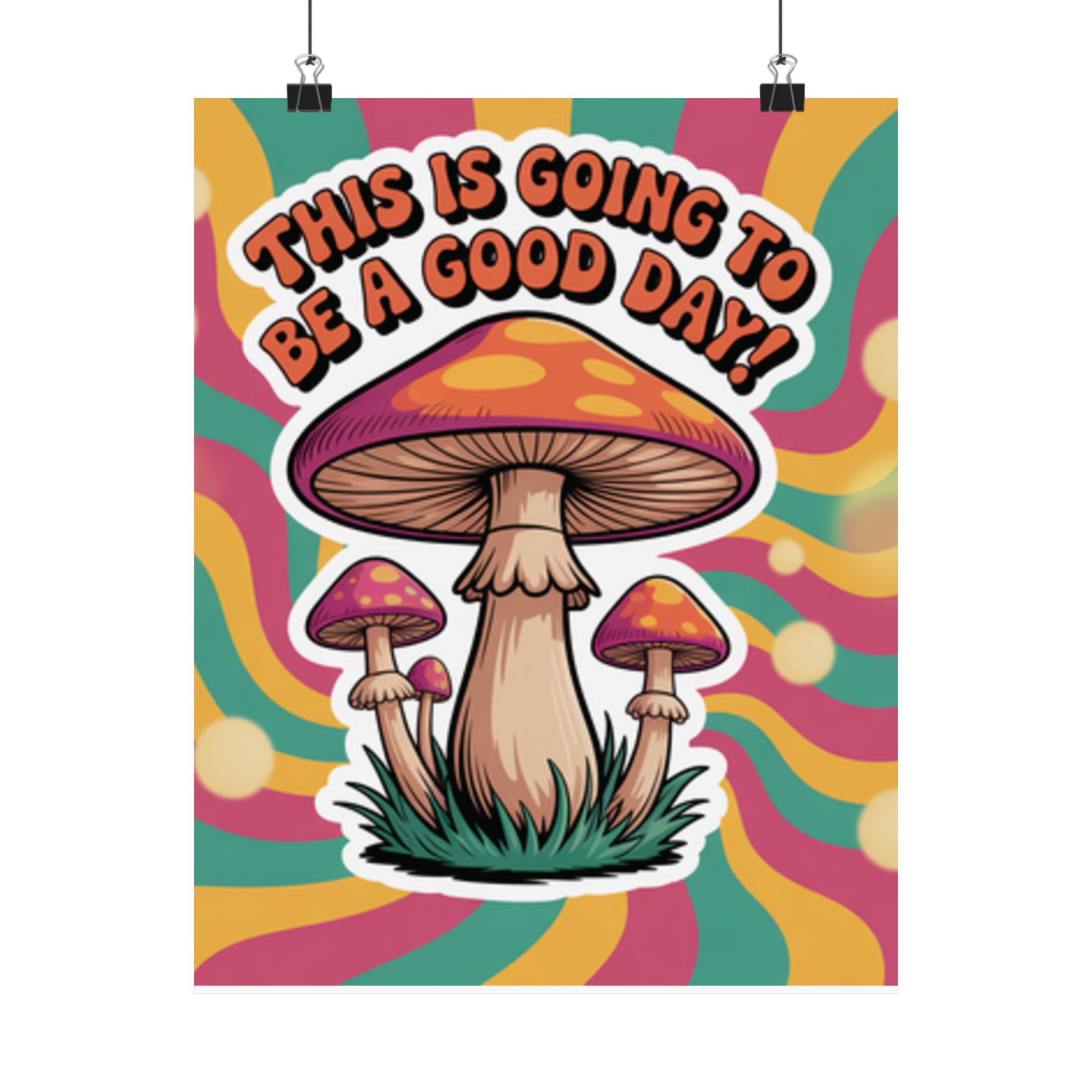Colorful 70s Retro Mushroom Art Posters - Positive Wall Decor, Psychedelic Prints, Boho Home Decor, Gift for Friends, Inspirational Wall Art