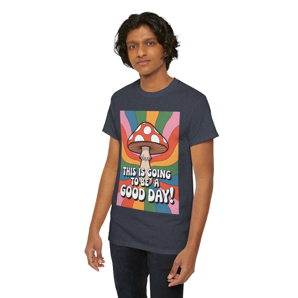 Fun Hippy Mushroom Cheerful Graphic Tee, Positive Vibes T-Shirt for Everyday Wear, Gift for Nature Lovers, Trendy Casual Wear, Eco-Friendly Fashion