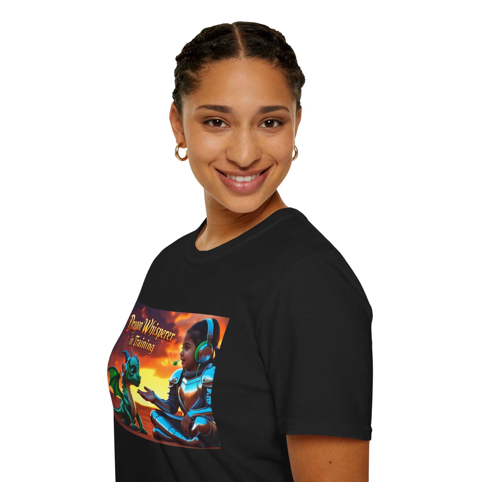 Funny Dragon Whisperer Unisex Softstyle T-Shirt | Fantasy Apparel, Gift for Dragon Lovers, Kids & Adults, Birthday Present, Magical Vibe