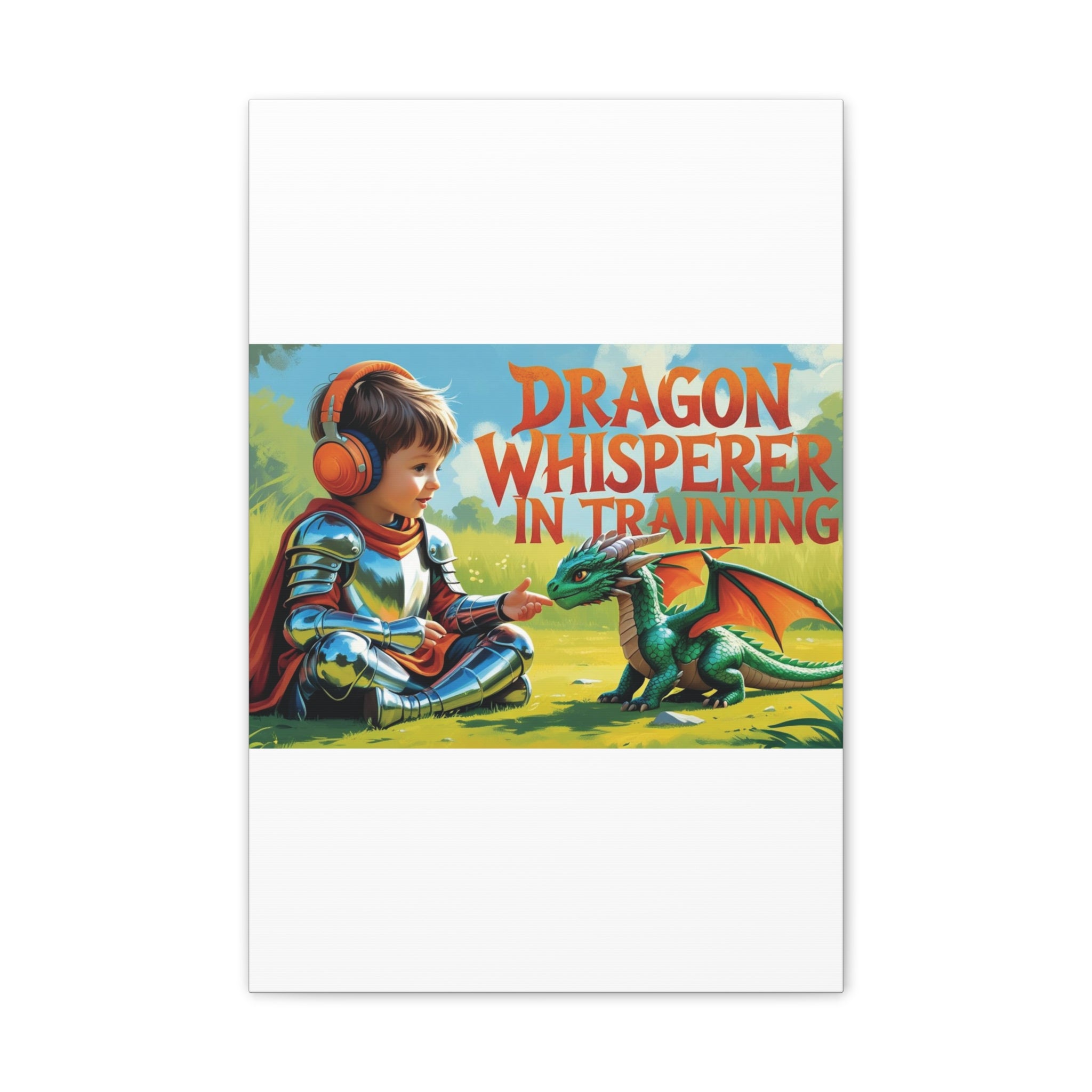 Dragon Whisperer Canvas Print, Playroom Decor, Childrens Wall Art, Fantasy Kids Room, Dragon Lover Gift, Adventure Art, Kid's Room Decor