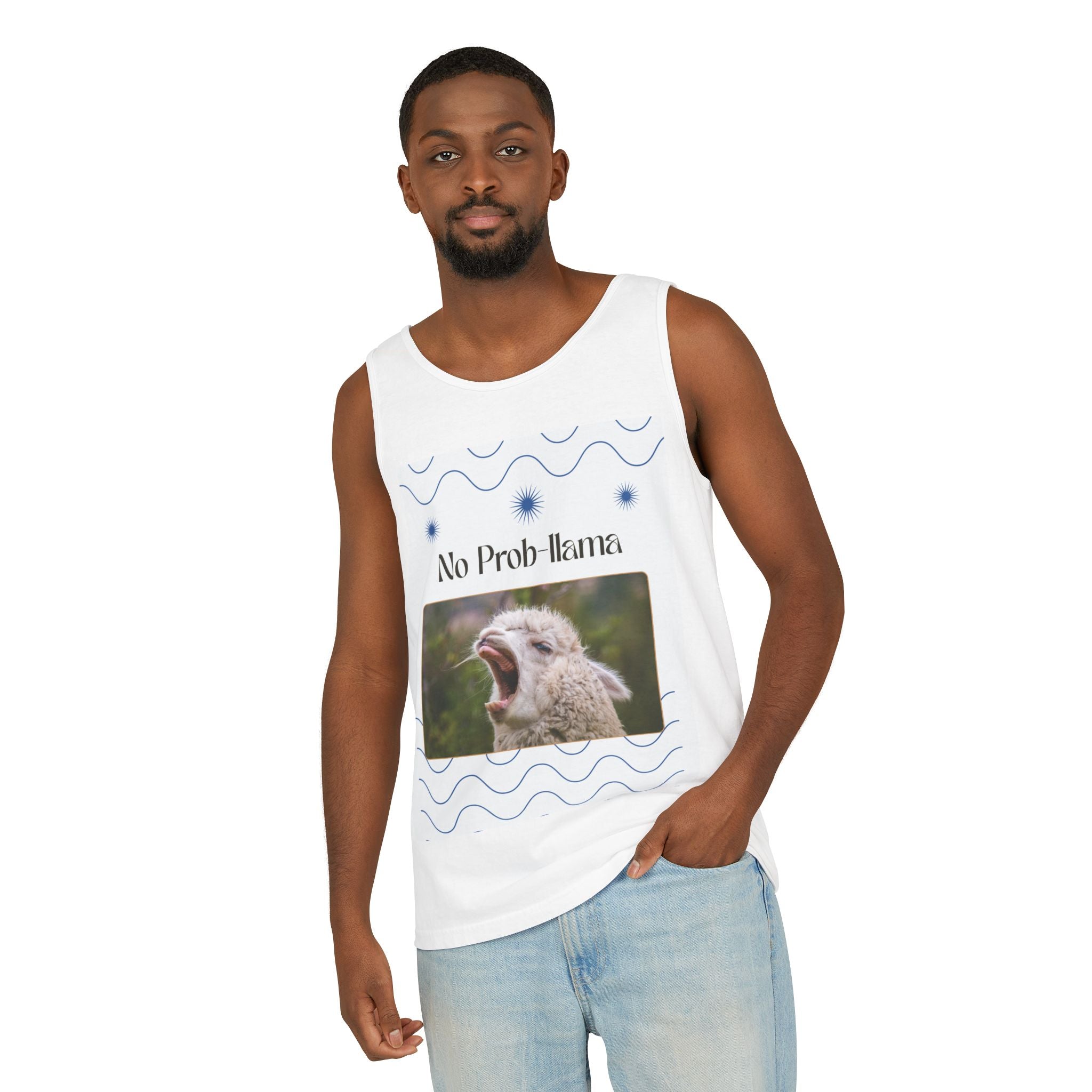 "No Prob-llama" Funny Tank Top – Cute Llama Graphic for Summer Vibes, Animal Lovers, Festivals & Chill Days