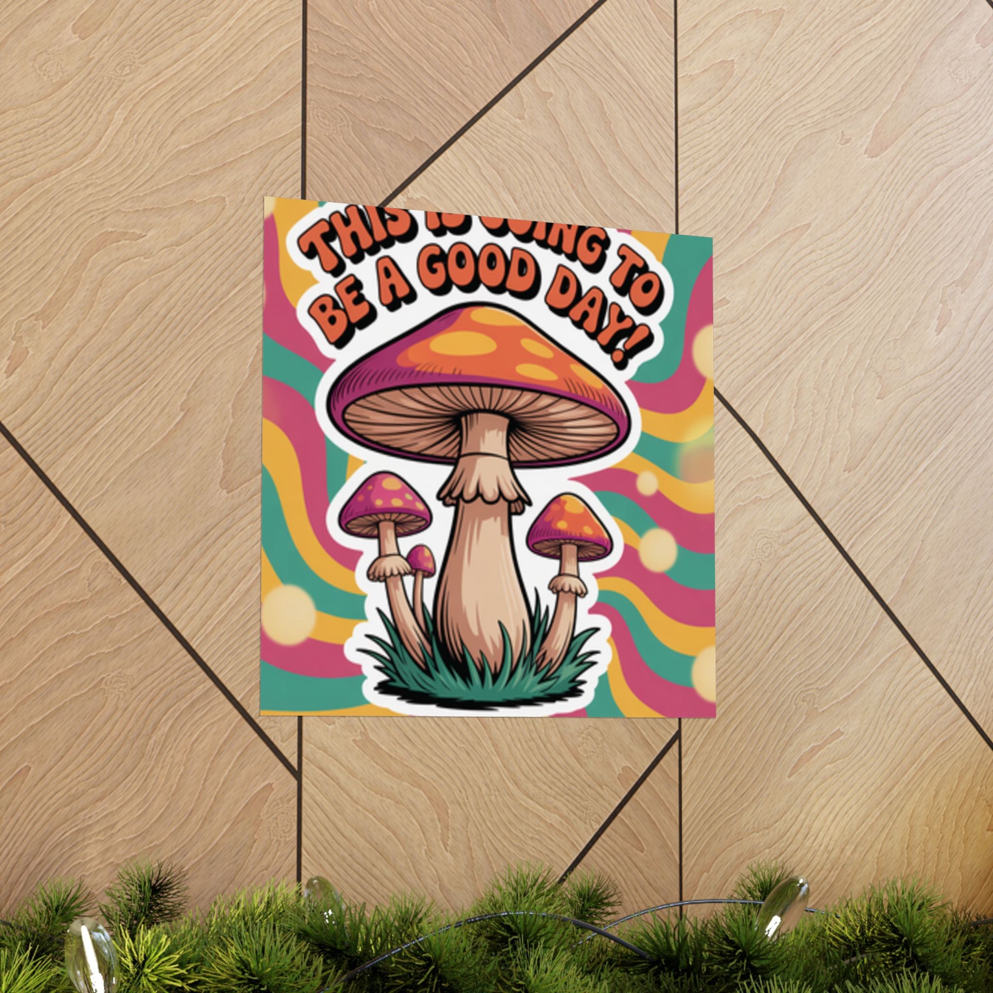 Colorful 70s Retro Mushroom Art Posters - Positive Wall Decor, Psychedelic Prints, Boho Home Decor, Gift for Friends, Inspirational Wall Art