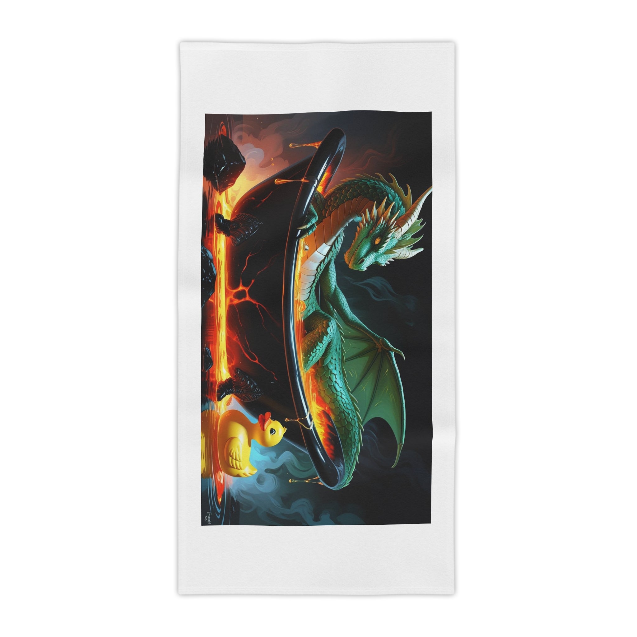 Funny Dragon Bath-time Fantasy Beach Towel, Dragon Artwork Towel, Unique Pool Towel, Whimsical Bath Towel, Gift for Fantasy Lovers, Kids Beach Accessory