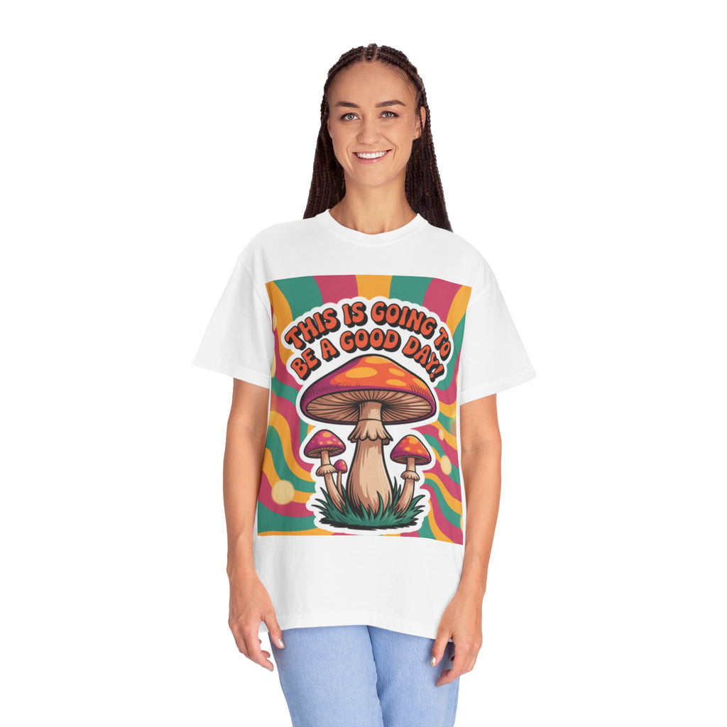 Positive Vibes T-shirt, Retro Mushroom Tee, Unisex Psychedelic Shirt, Gift for Friends, Casual Wear, Summer Essentials