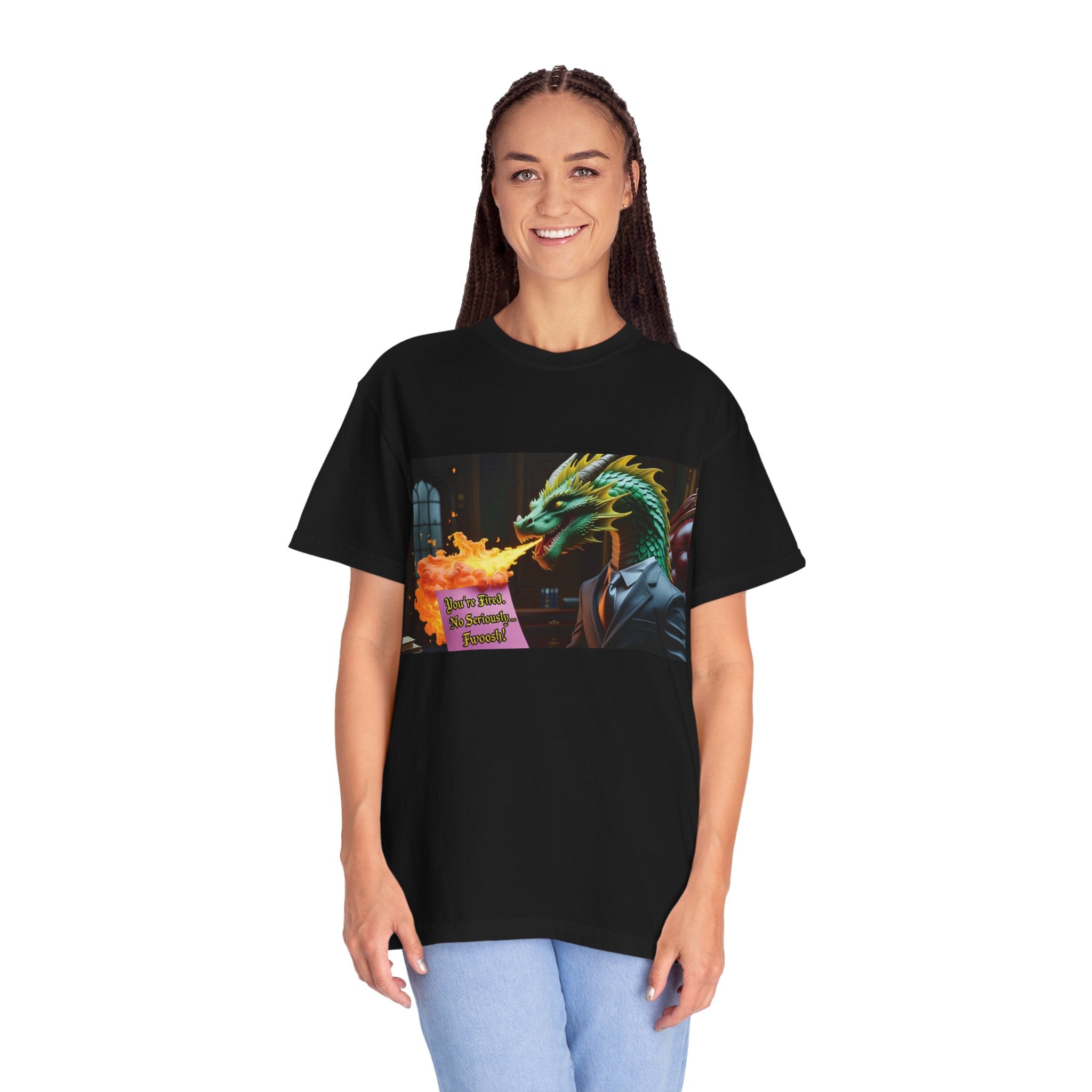 Dragon Fire  Unisex Garment-Dyed T-Shirt, Fun Graphic Tee, Unique Gift, Casual Wear, Fantasy Lover Apparel, Statement Shirt