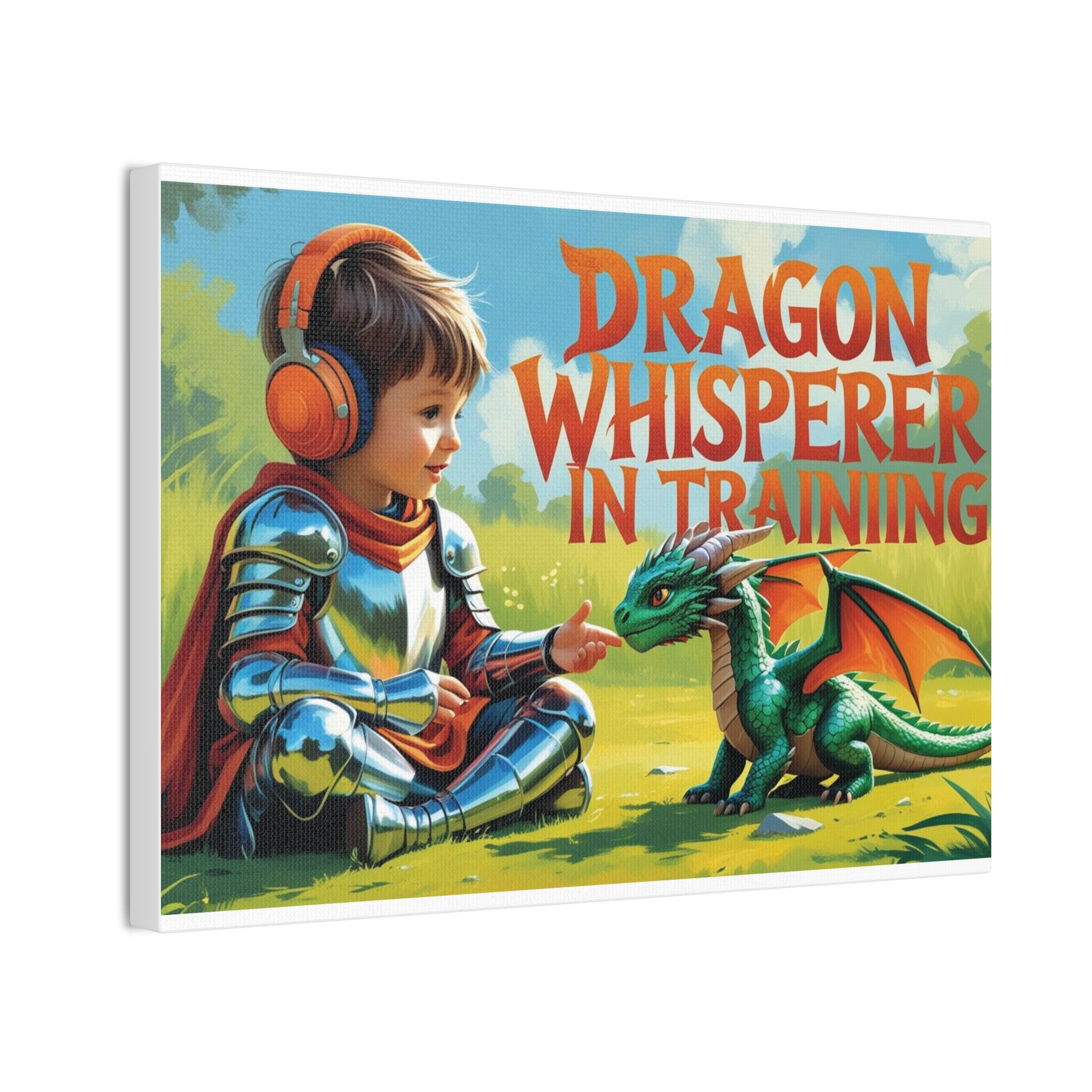 Dragon Whisperer Canvas Print, Playroom Decor, Childrens Wall Art, Fantasy Kids Room, Dragon Lover Gift, Adventure Art, Kid's Room Decor