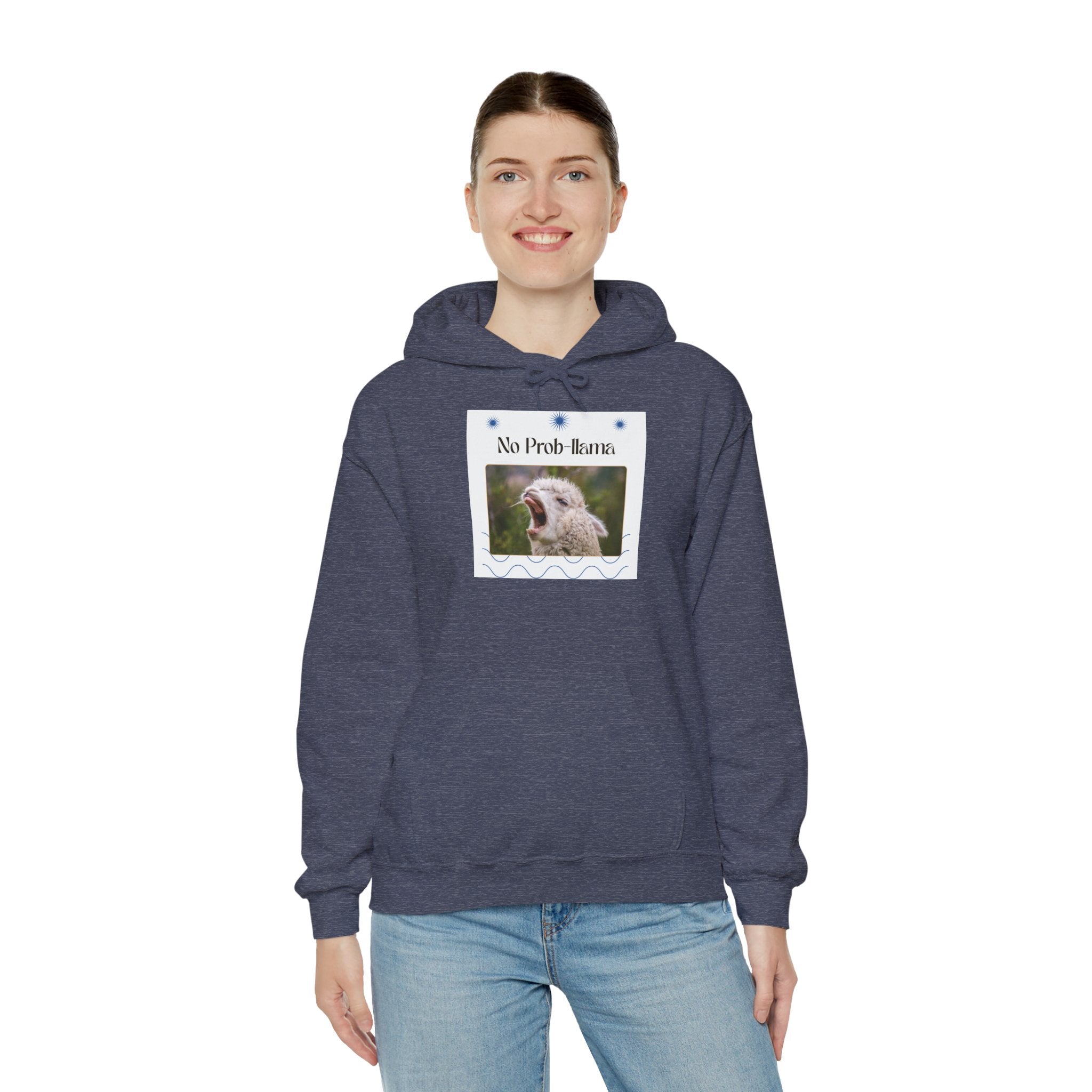 "No Prob-Llama" Unisex Hooded Sweatshirt with Fun Design, Cozy Apparel for Relaxed Days, Gifts for Friends, Casual Wear, Unique Gift Idea, Birthday Present