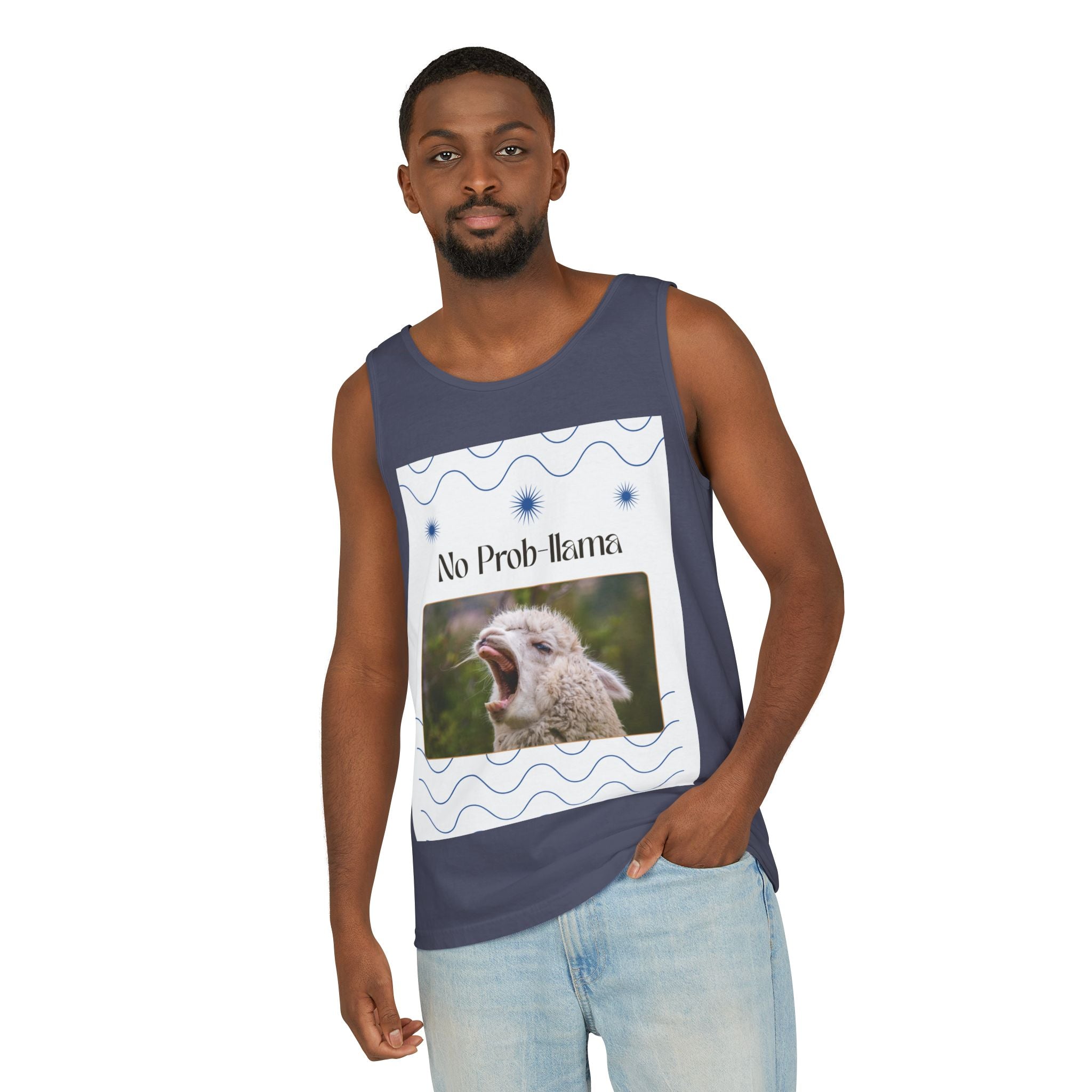 "No Prob-llama" Funny Tank Top – Cute Llama Graphic for Summer Vibes, Animal Lovers, Festivals & Chill Days