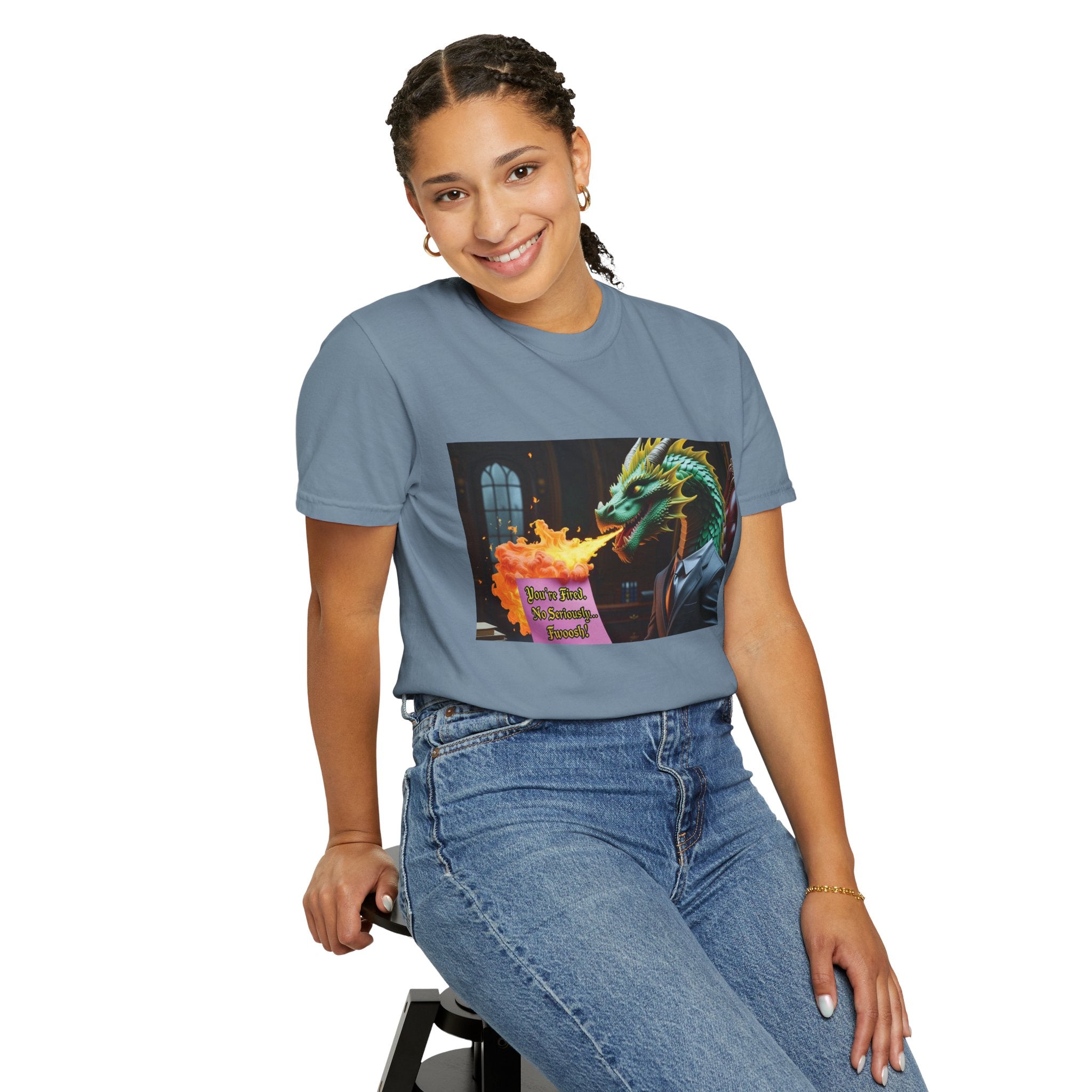Dragon Fire  Unisex Garment-Dyed T-Shirt, Fun Graphic Tee, Unique Gift, Casual Wear, Fantasy Lover Apparel, Statement Shirt