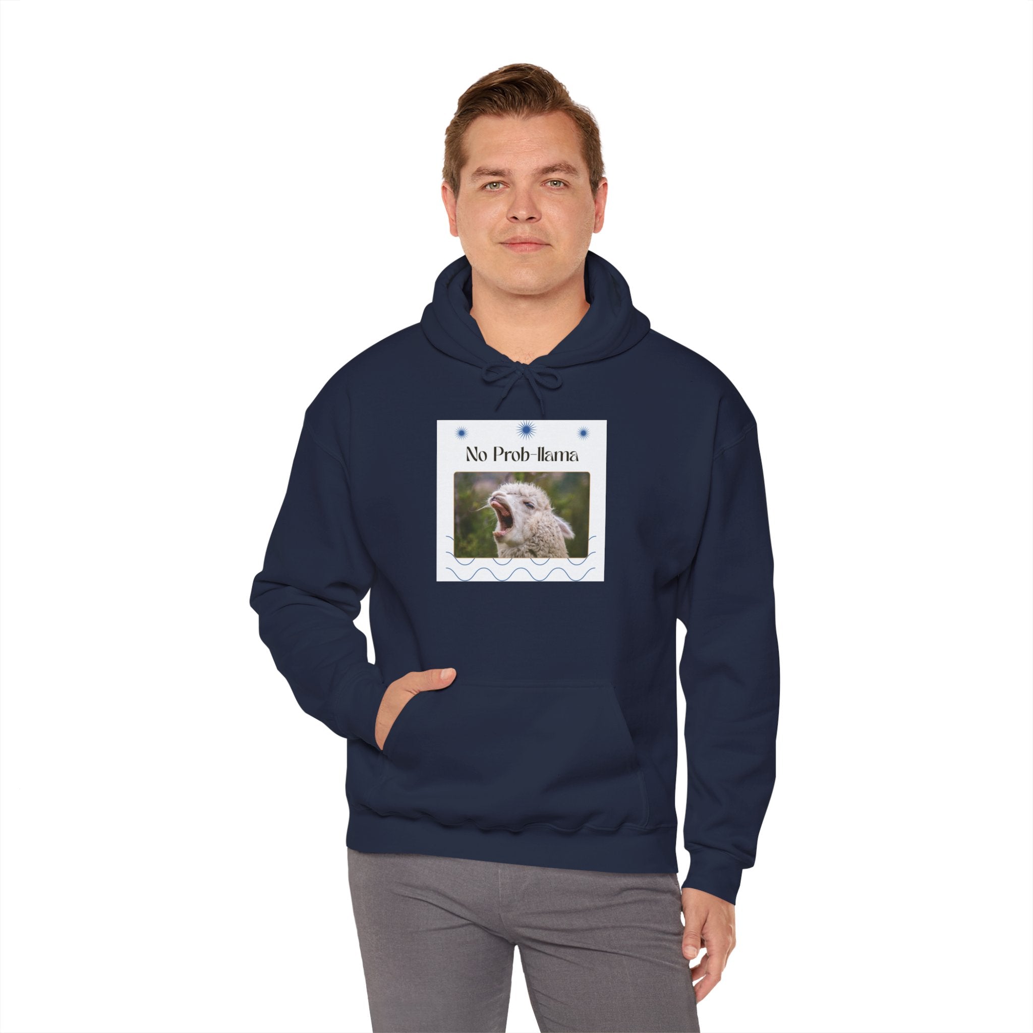 "No Prob-Llama" Unisex Hooded Sweatshirt with Fun Design, Cozy Apparel for Relaxed Days, Gifts for Friends, Casual Wear, Unique Gift Idea, Birthday Present
