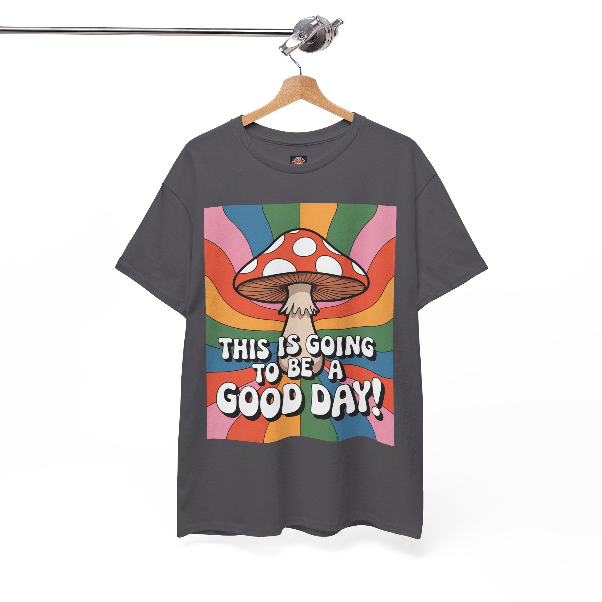 Fun Hippy Mushroom Cheerful Graphic Tee, Positive Vibes T-Shirt for Everyday Wear, Gift for Nature Lovers, Trendy Casual Wear, Eco-Friendly Fashion
