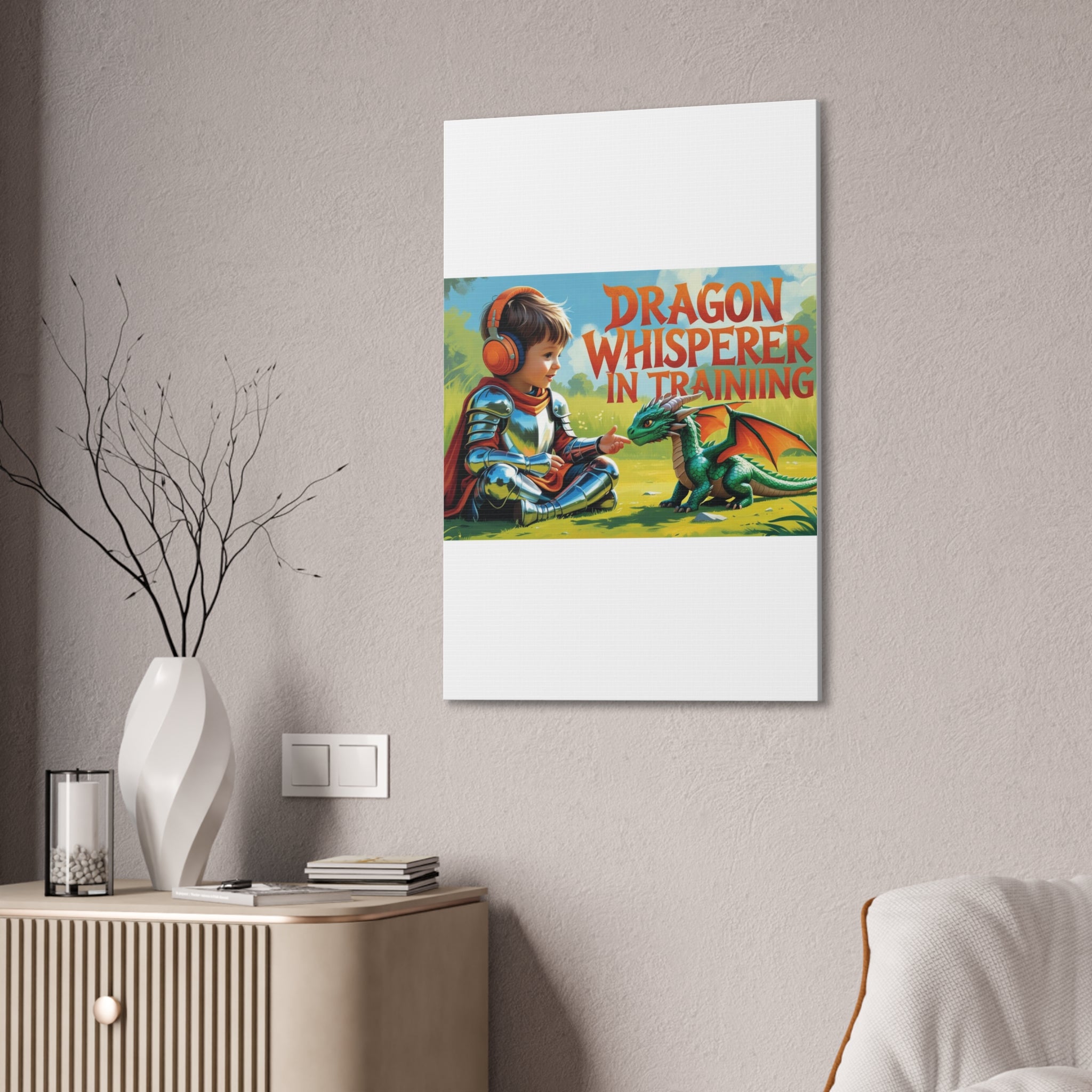 Dragon Whisperer Canvas Print, Playroom Decor, Childrens Wall Art, Fantasy Kids Room, Dragon Lover Gift, Adventure Art, Kid's Room Decor