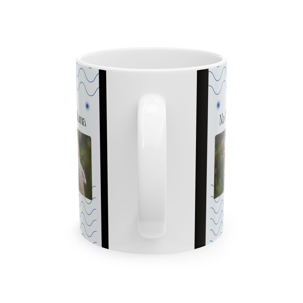 No Prob-llama Funny Llama Coffee Mug – Cute Animal Pun Gift for Adults, Black Ceramic Cup, Cartoon Llama in Pajamas