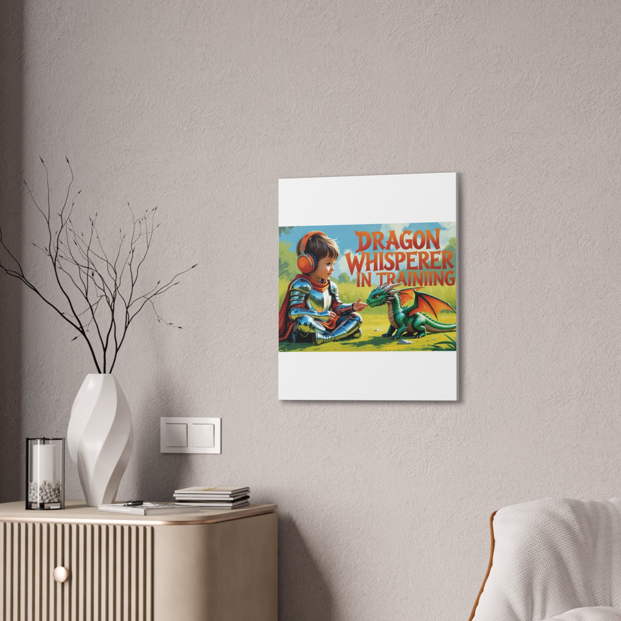 Dragon Whisperer Canvas Print, Playroom Decor, Childrens Wall Art, Fantasy Kids Room, Dragon Lover Gift, Adventure Art, Kid's Room Decor