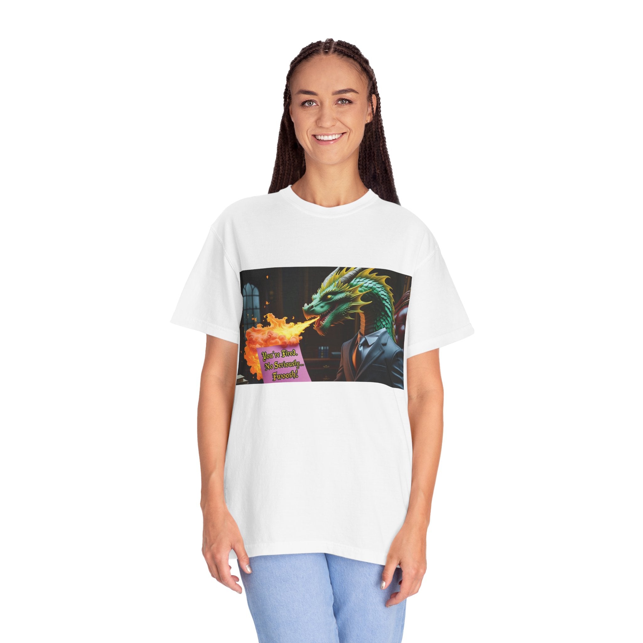 Dragon Fire  Unisex Garment-Dyed T-Shirt, Fun Graphic Tee, Unique Gift, Casual Wear, Fantasy Lover Apparel, Statement Shirt