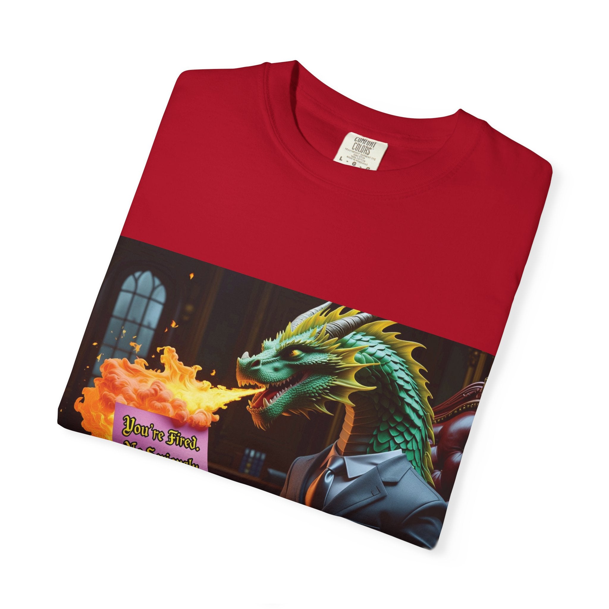 Dragon Fire  Unisex Garment-Dyed T-Shirt, Fun Graphic Tee, Unique Gift, Casual Wear, Fantasy Lover Apparel, Statement Shirt