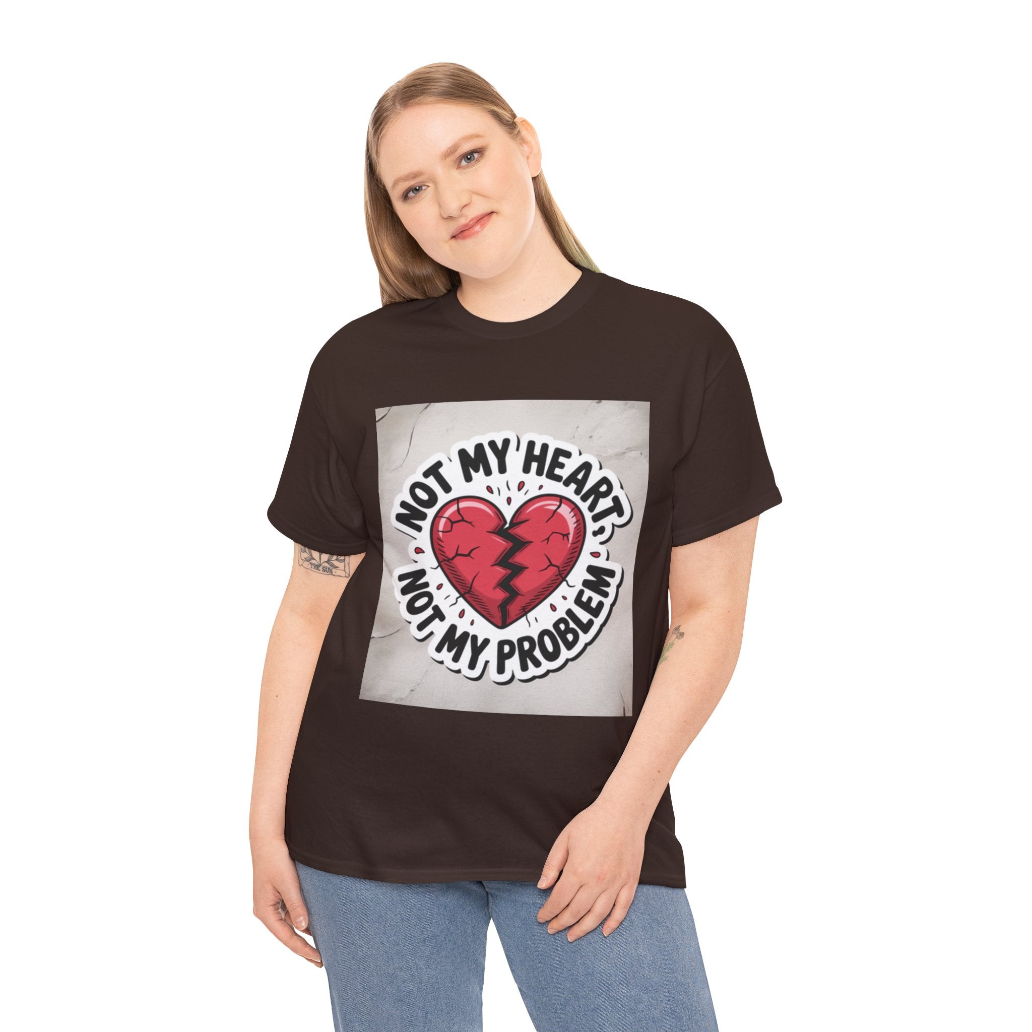 Heartbreak Humor Tee: Not My Heart Not My Problem, Funny T-Shirt, Unisex Cotton Tee, Casual Wear, Gifts for Friends, Breakup Apparel