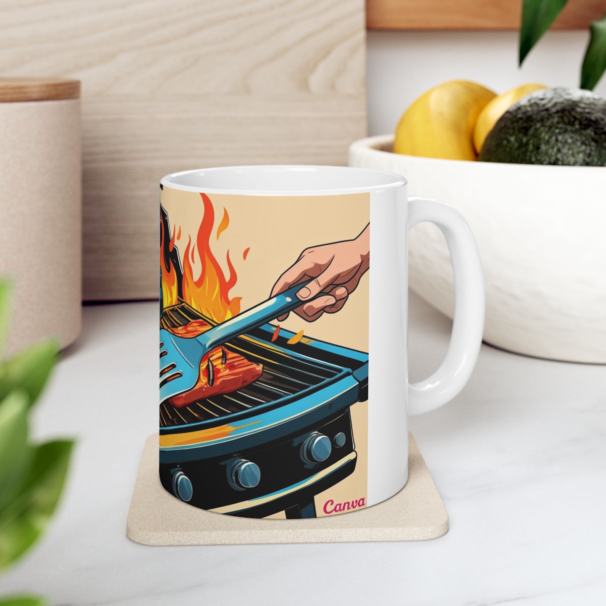 Fun Dad the Grill Master Ceramic Mug - Fun BBQ Coffee Cup for Grill Lovers, Father's Day Gift, Summer BBQ, Fire Up Your Mornings!