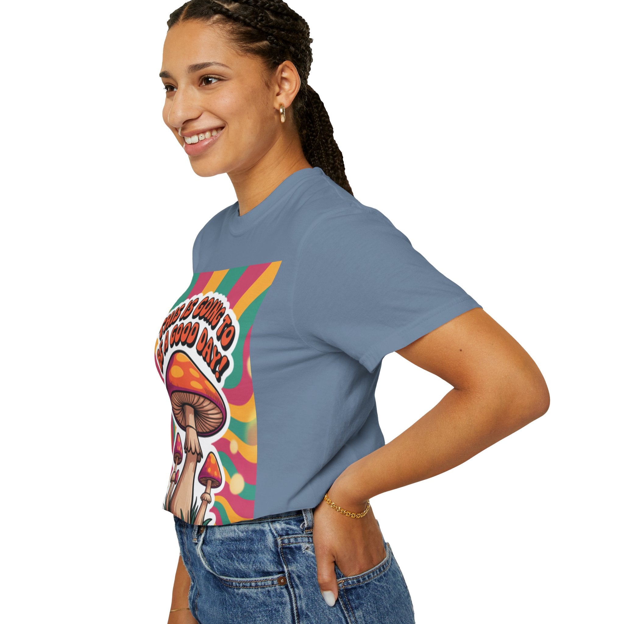 Positive Vibes T-shirt, Retro Mushroom Tee, Unisex Psychedelic Shirt, Gift for Friends, Casual Wear, Summer Essentials
