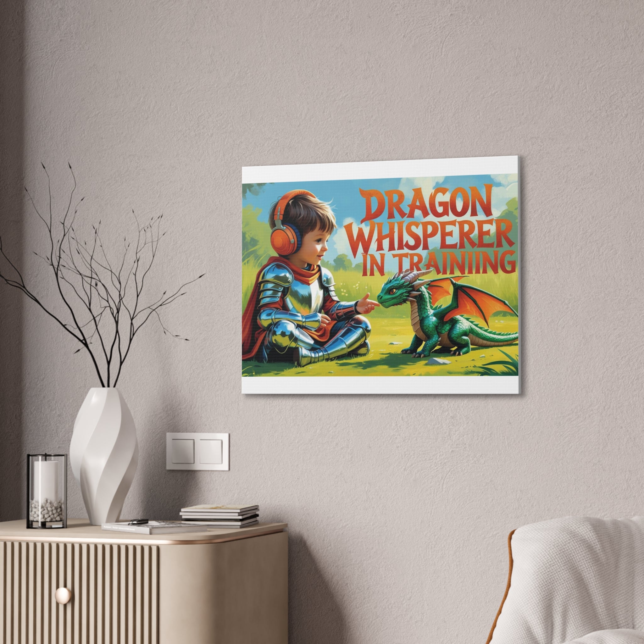 Dragon Whisperer Canvas Print, Playroom Decor, Childrens Wall Art, Fantasy Kids Room, Dragon Lover Gift, Adventure Art, Kid's Room Decor