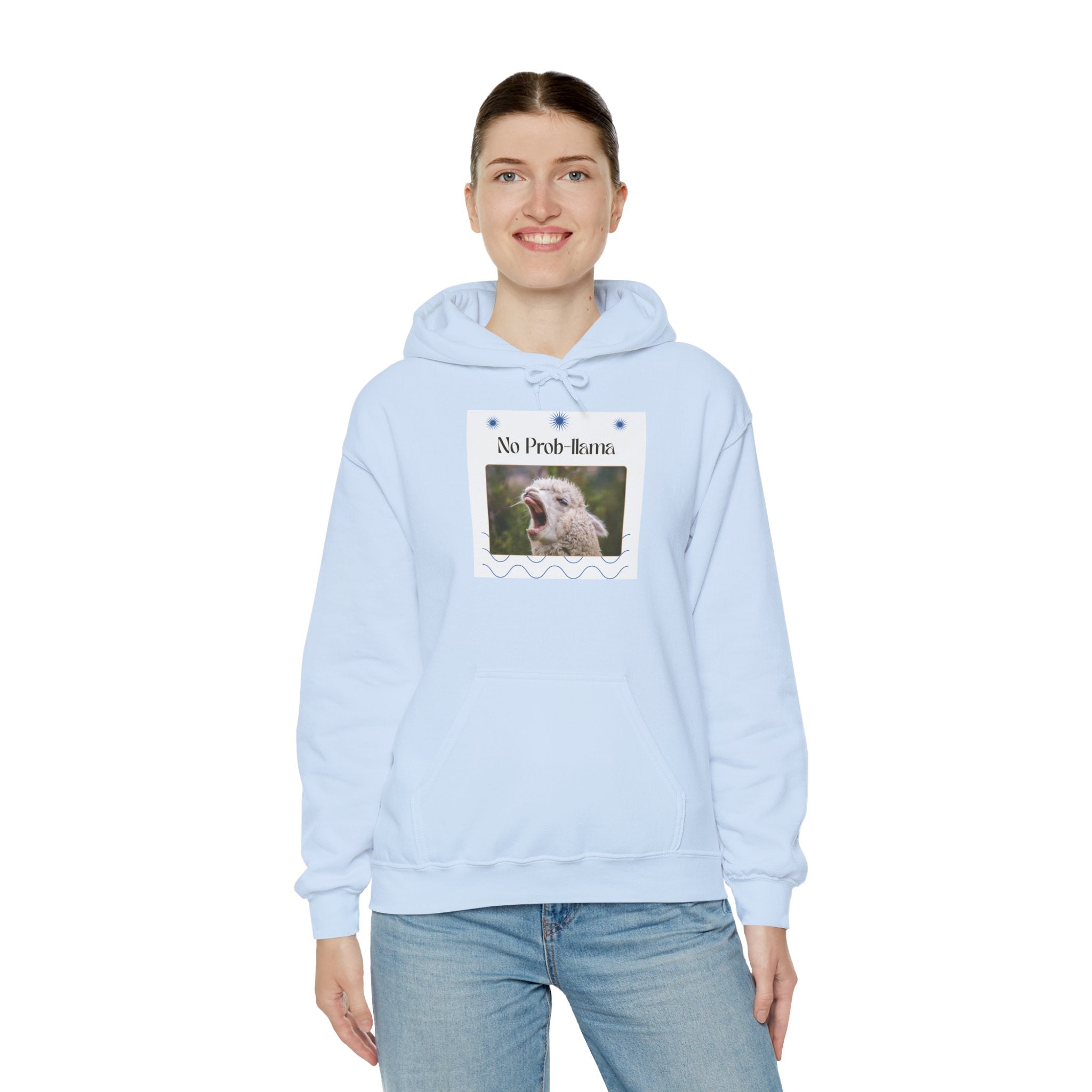 "No Prob-Llama" Unisex Hooded Sweatshirt with Fun Design, Cozy Apparel for Relaxed Days, Gifts for Friends, Casual Wear, Unique Gift Idea, Birthday Present