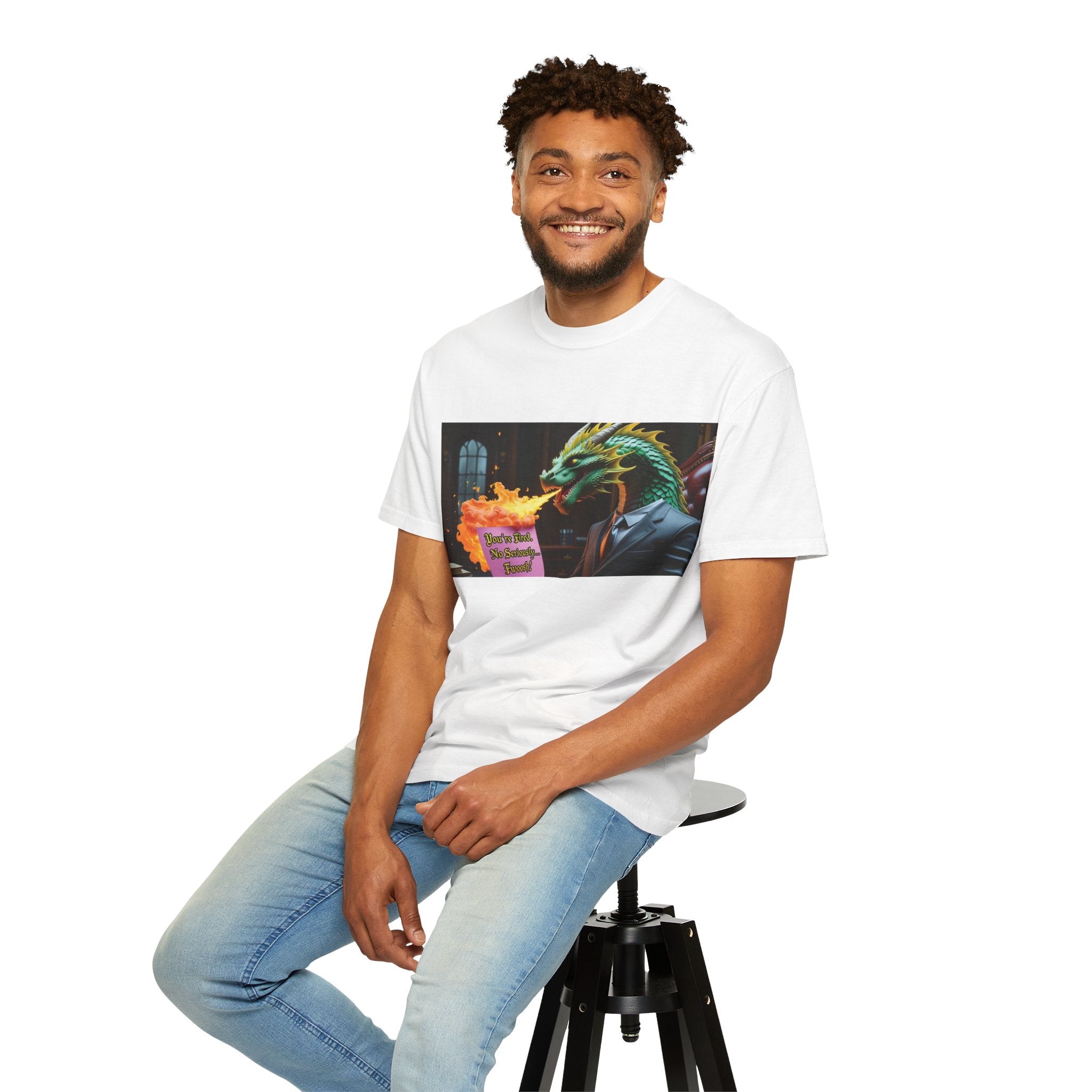 Dragon Fire  Unisex Garment-Dyed T-Shirt, Fun Graphic Tee, Unique Gift, Casual Wear, Fantasy Lover Apparel, Statement Shirt