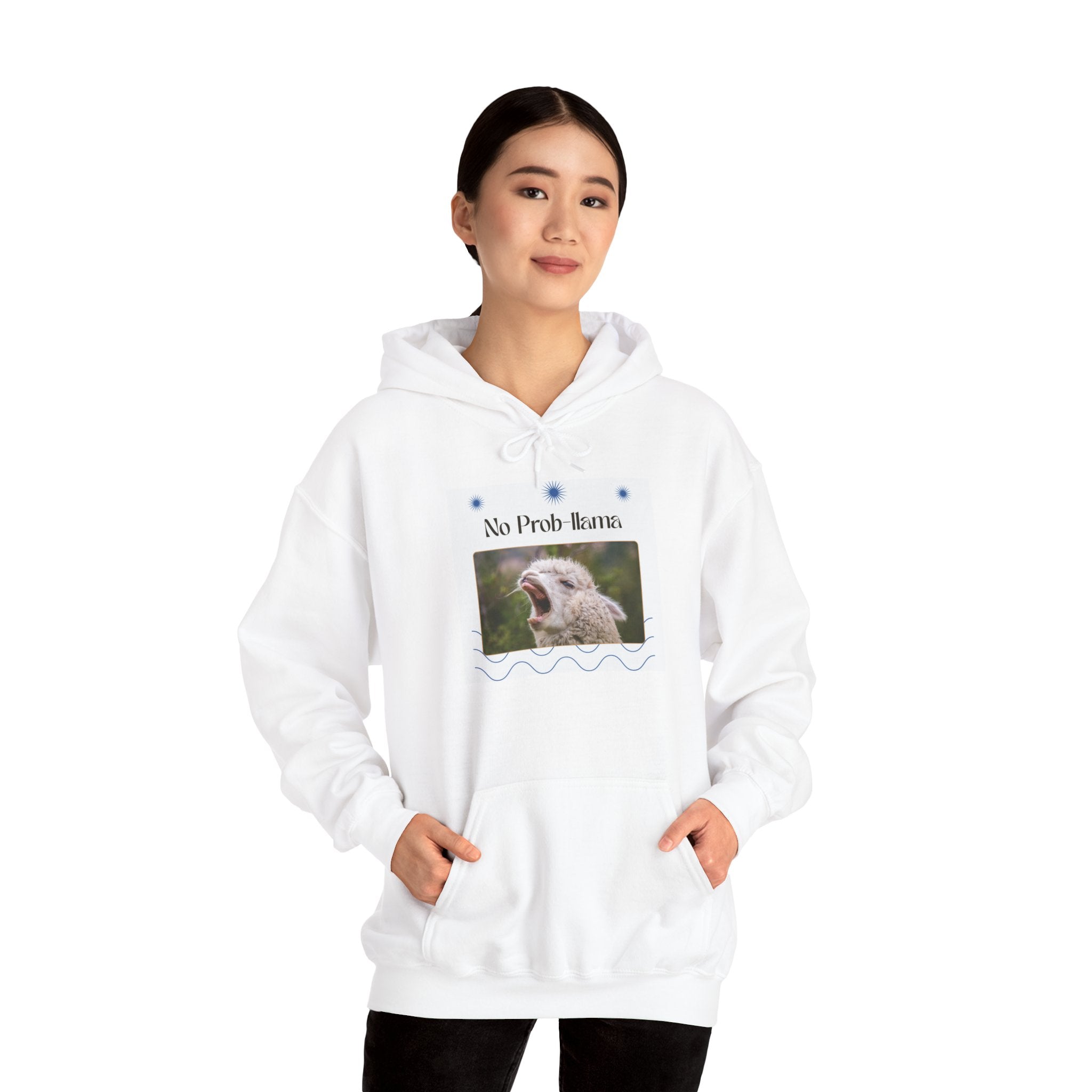 "No Prob-Llama" Unisex Hooded Sweatshirt with Fun Design, Cozy Apparel for Relaxed Days, Gifts for Friends, Casual Wear, Unique Gift Idea, Birthday Present